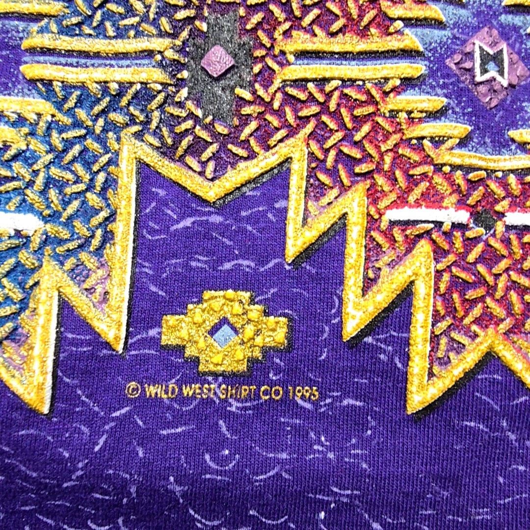 Jerzees Vintage Montana Shirt Aztec Graphic Purple L AOP Tee 90s VTG Size US L / EU 52-54 / 3 - 3 Thumbnail