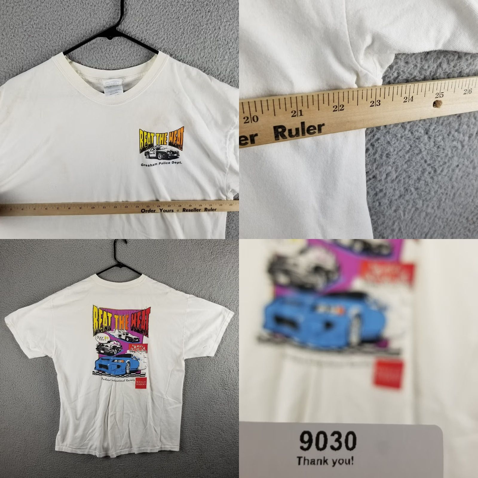 Vintage Vintage Police Drag Racing T Shirt XL White Cars Mens XL Size US XL / EU 56 / 4 - 8 Thumbnail