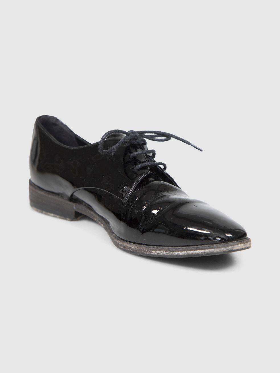 Burberry Black Patent Lace Tie Loafers Size US 6 / IT 36 - 1 Thumbnail