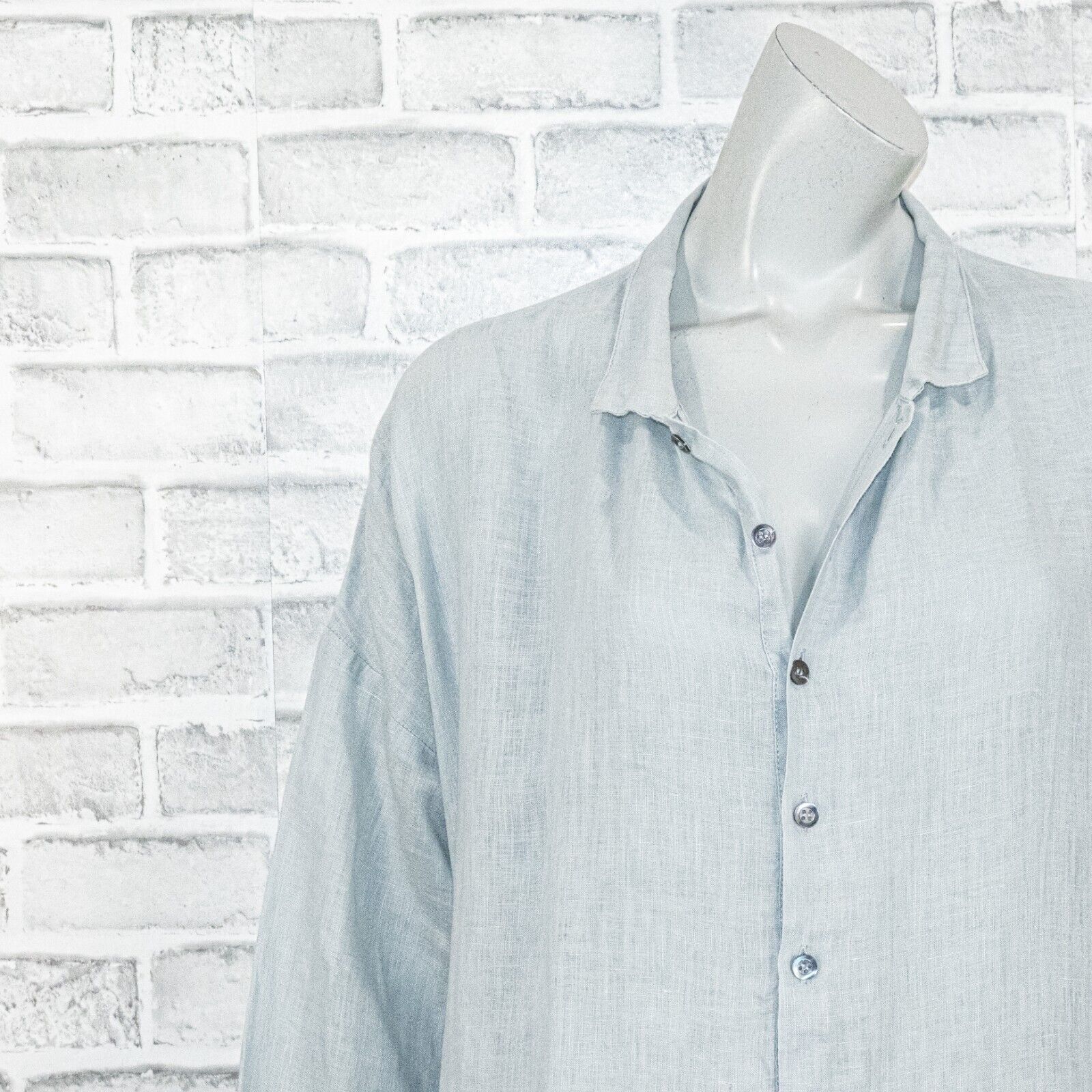 eskandar Eskandar 100% Linen Oversize Tunic Blouse with pocket blue Size ONE SIZE - 11 Thumbnail