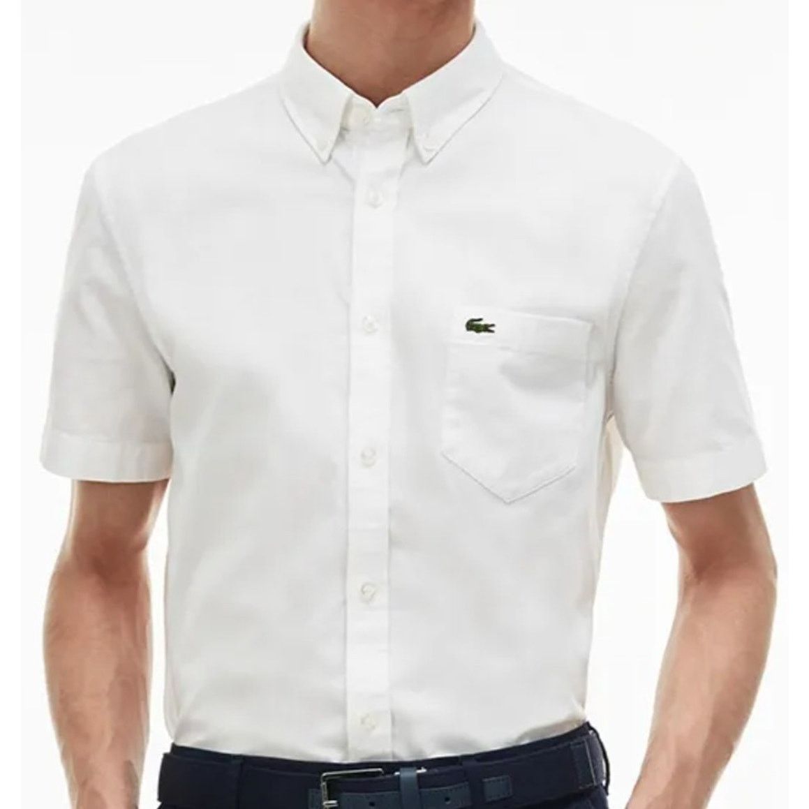 Lacoste Lacoste Men's Short Sleeve Oxford Shirt Regular Fit White L Size US L / EU 52-54 / 3 - 1 Thumbnail