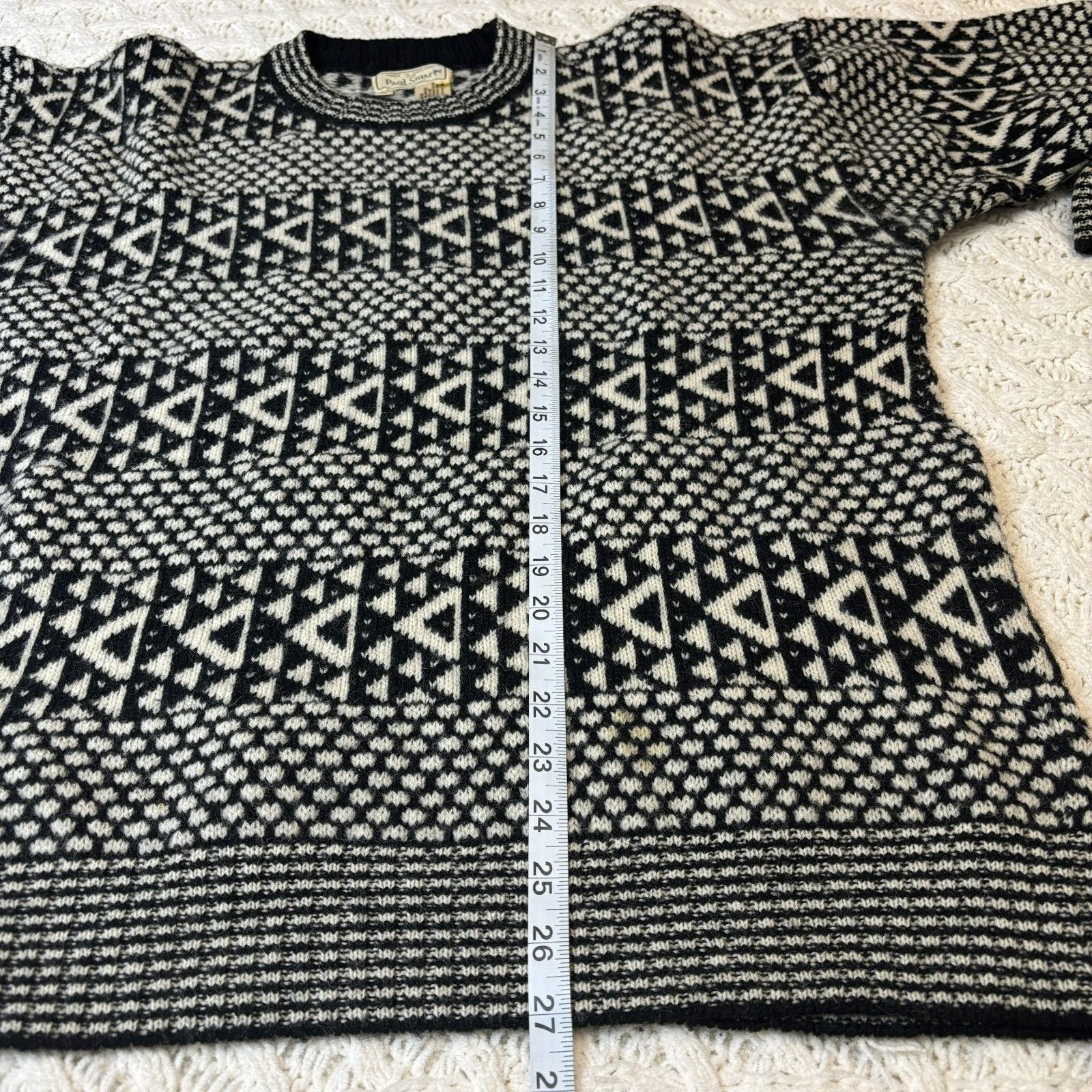 Paul Stuart Paul Stuart Men’s M Hand-Knitted Pullover Sweater Black & Wh Size US M / EU 48-50 / 2 - 11 Thumbnail