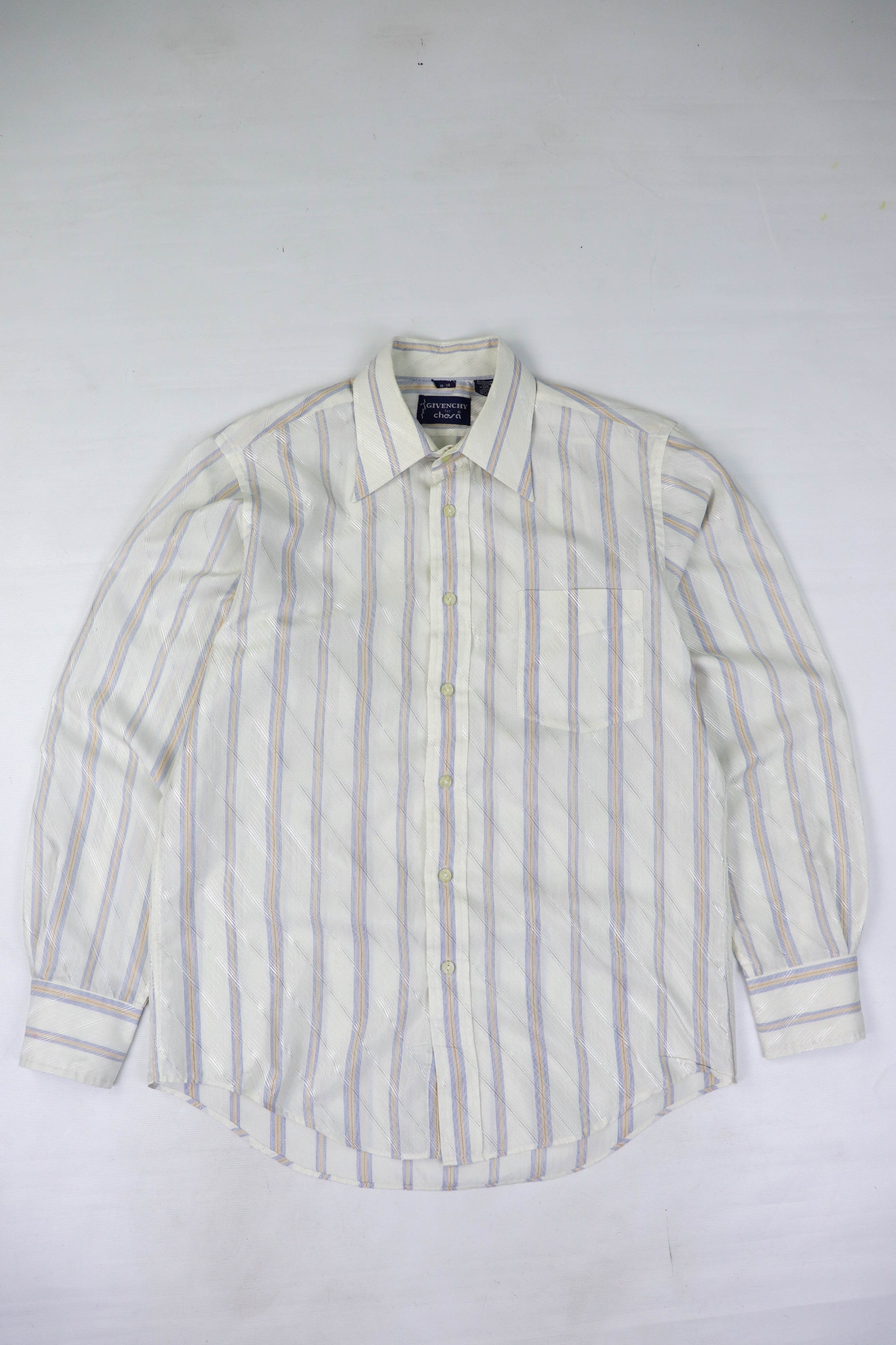Givenchy Givenchy 60-70s Vintage Made in Hong Kong Striped Shirt Size US L / EU 52-54 / 3 - 1 Thumbnail