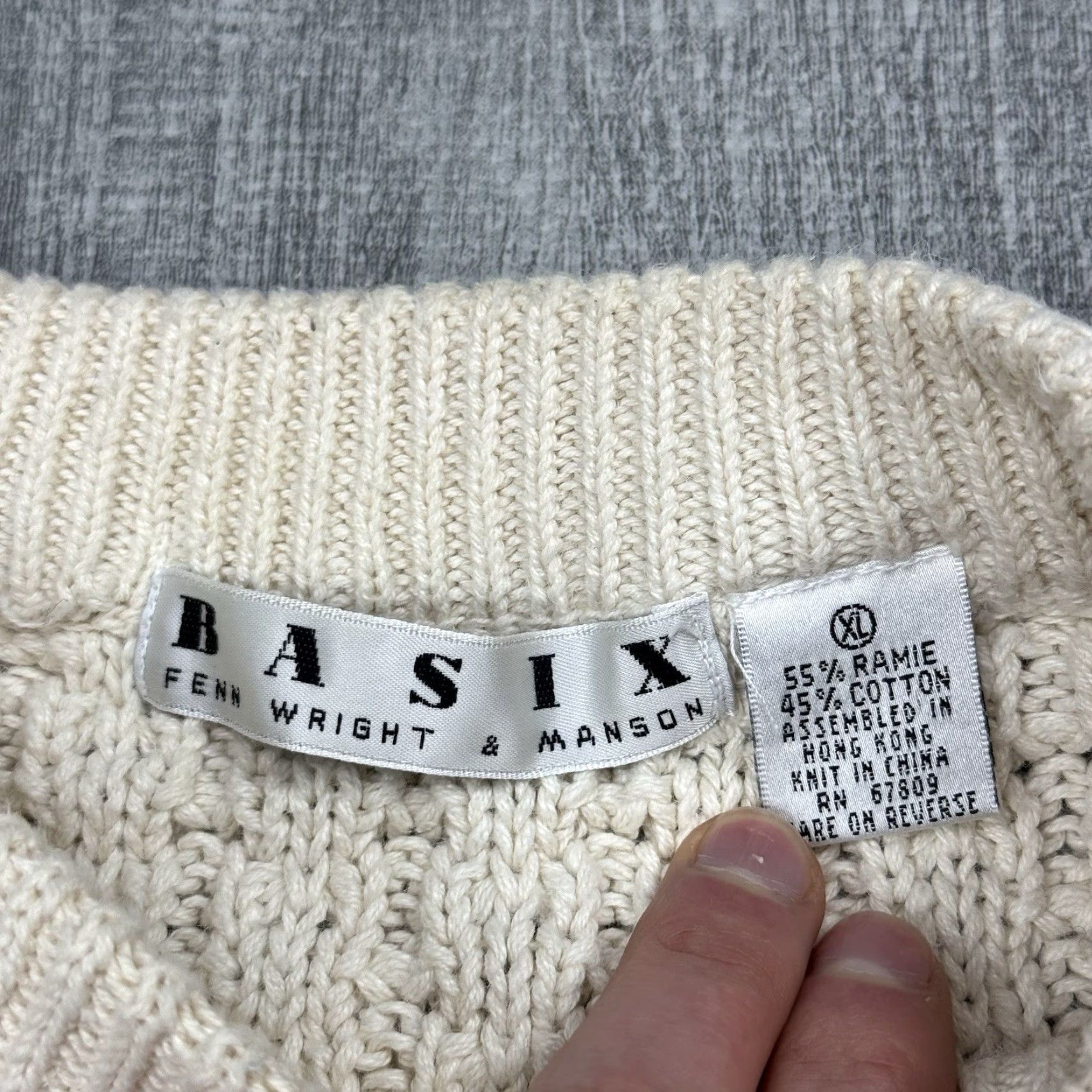 Vintage VINTAGE Basix 90s Chunky Knit Ivory Sweater Pullover Men XL Textured Crew Neck Casual Size US XL / EU 56 / 4 - 4 Thumbnail