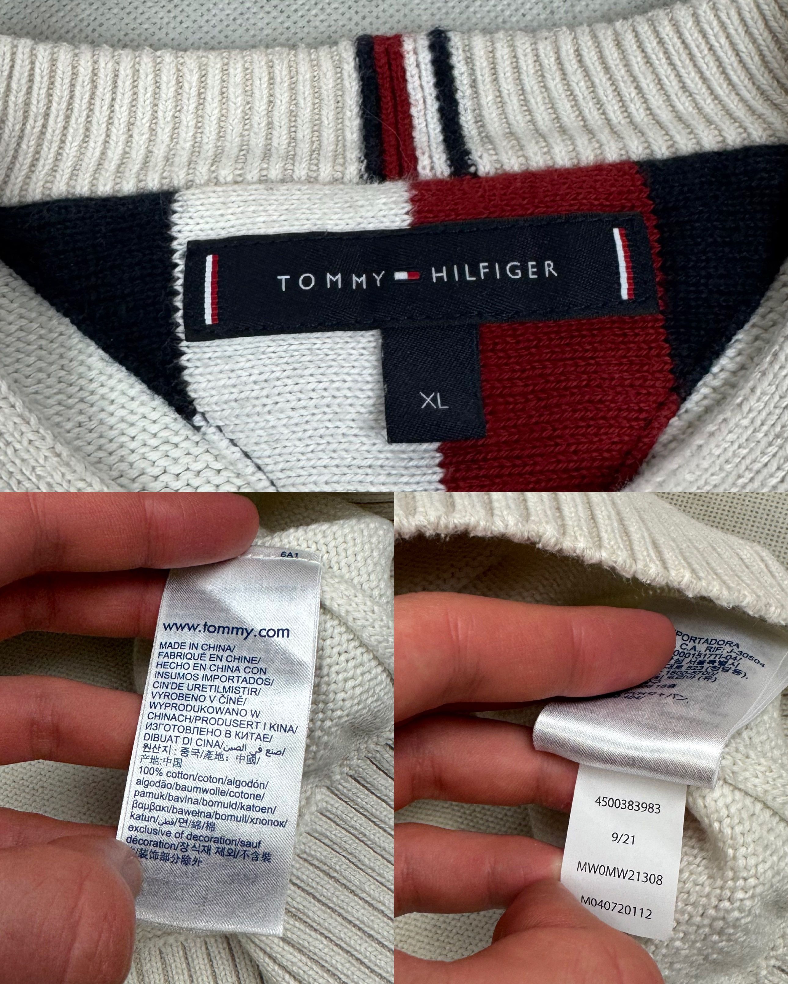 Tommy Hilfiger Tommy Hilfiger Men's White Cotton Icon Crest Flag Sweater XL Size US XL / EU 56 / 4 - 2 Thumbnail