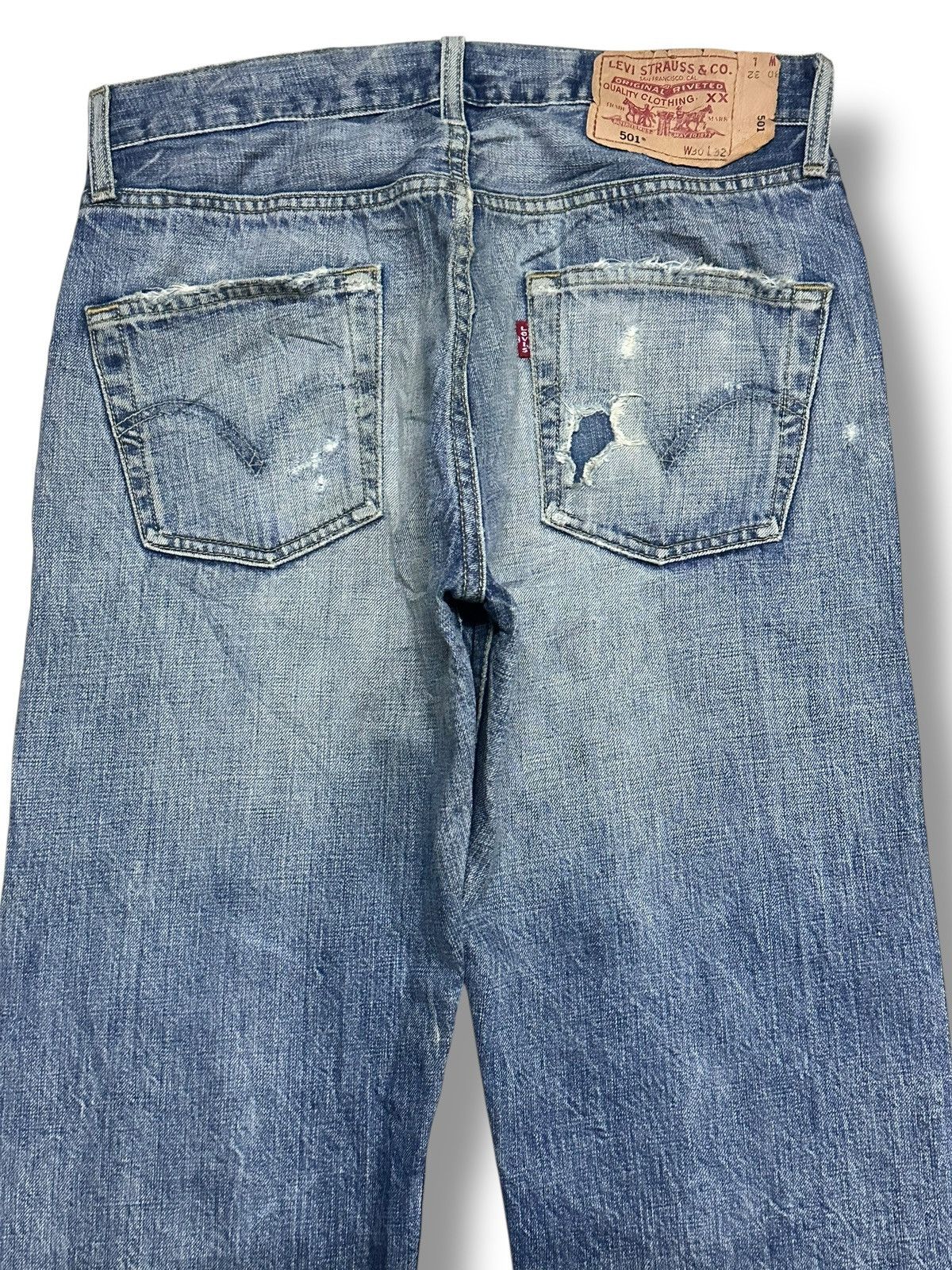 Levi's Levis 501 Vintage 90's Distressed & Faded Style Baggy Loose Size US 31 - 5 Thumbnail