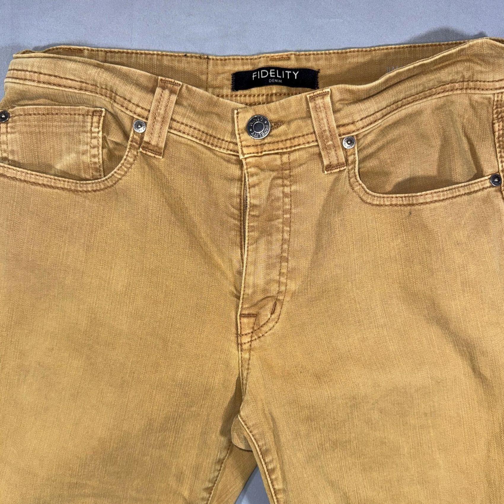 Vintage Fidelity Jeans Mens 32x31 Mustard Yellow Straight Jeans 5-Pocket Denim Casual Pants Size US 32 / EU 48 - 3 Thumbnail