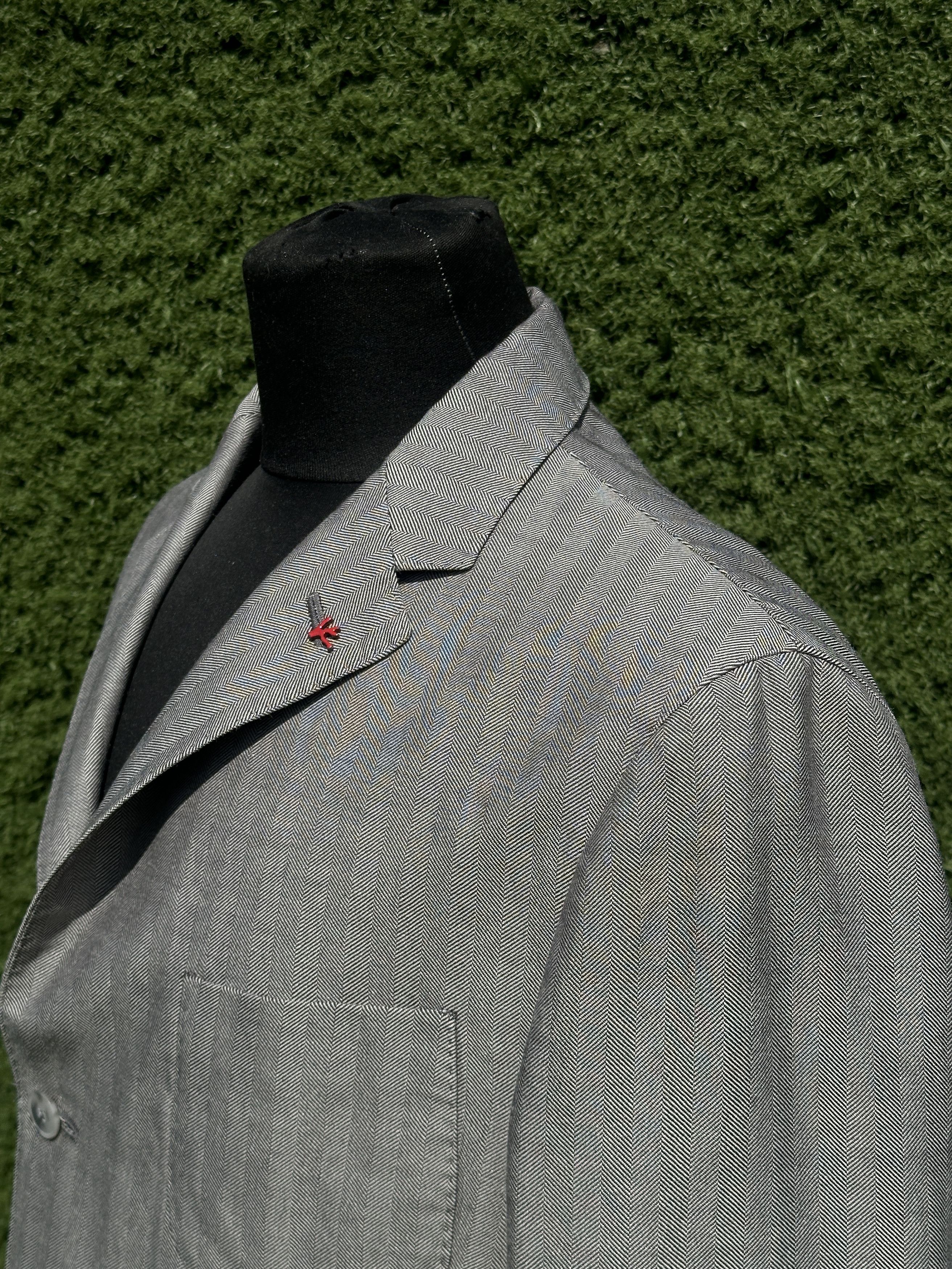 Isaia Isaia Napoli Suit Jacket 52 Gray Wool Linen Sport Coat 3B Size 52R - 10 Thumbnail