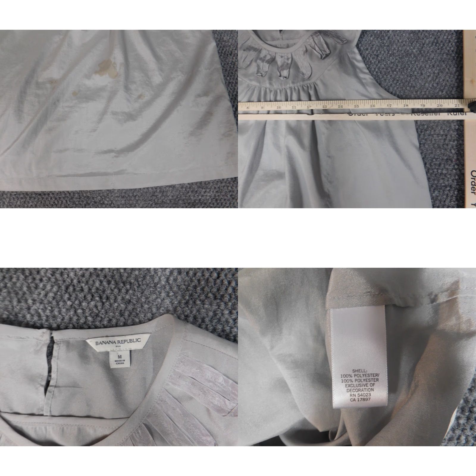 Banana Republic Banana Republic Blouse M Women Gray Sleeveless Crew Neck Pullover Stretch Classic Casual Regular Satin/Polyester Rayon Style Size M / US 6-8 / IT 42-44 - 8 Thumbnail