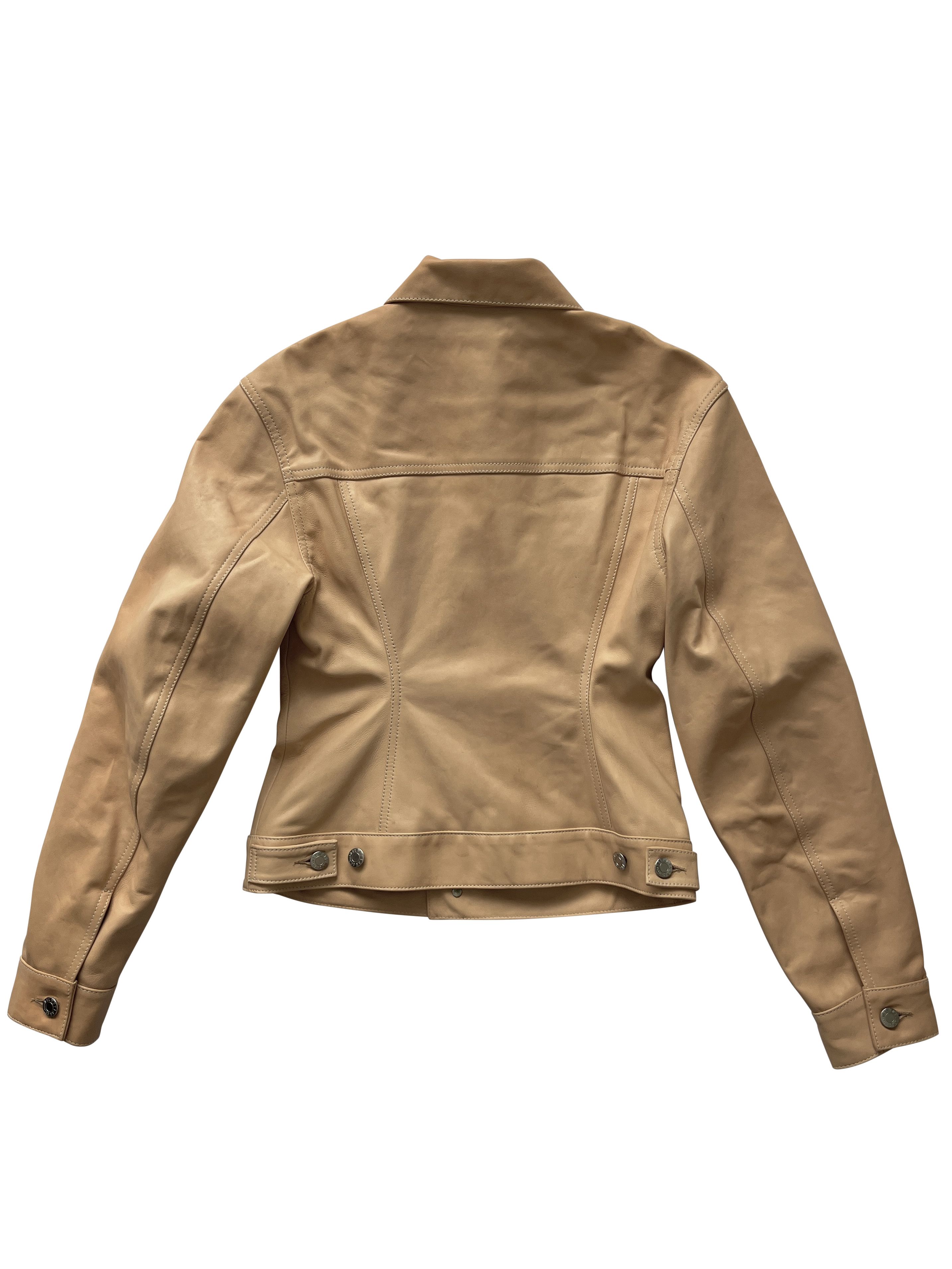 Helmut Lang ⚡️QUICK SALE⚡️Helmut Lang Beige Leather Trucker Jacket Size S / US 4 / IT 40 - 2 Thumbnail