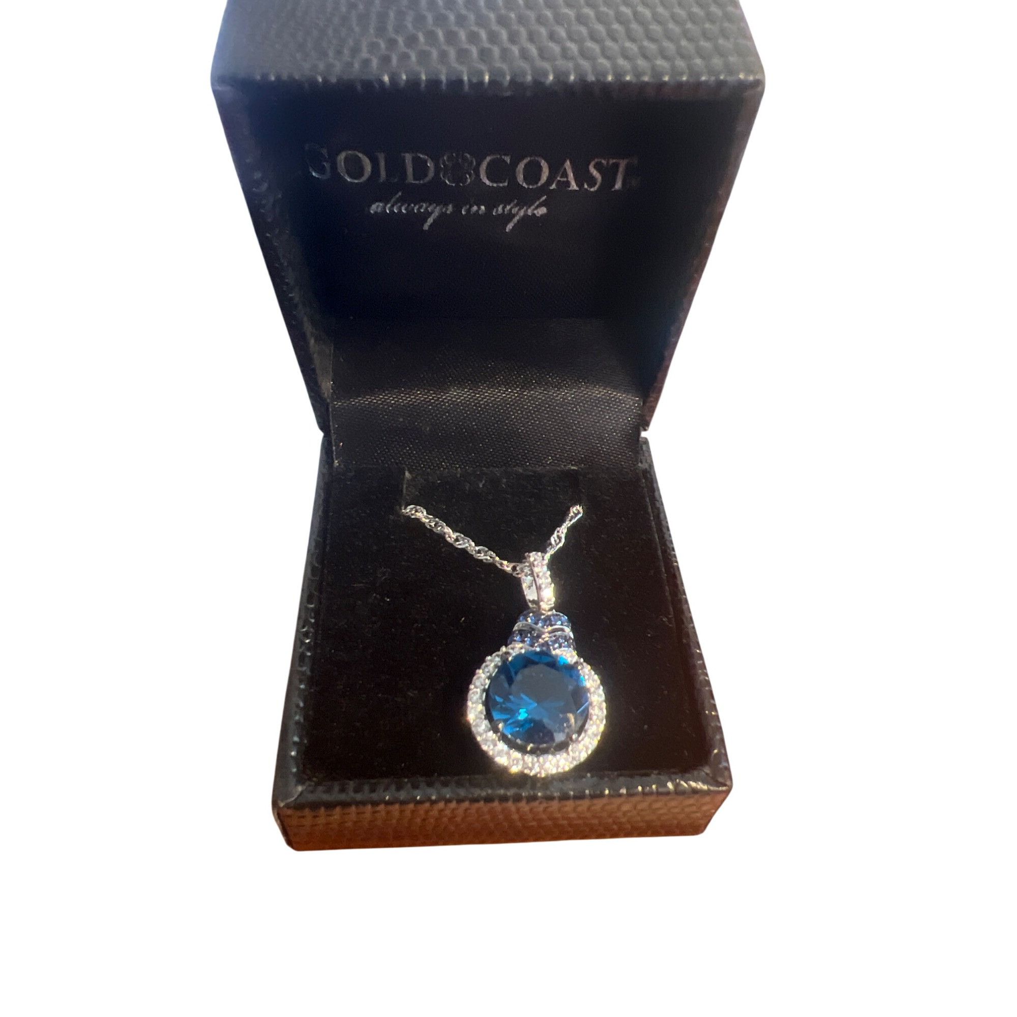 Other Gold Coast Necklace Silver Tone Blue Crystal Rhinestone Pend Size ONE SIZE - 1 Thumbnail