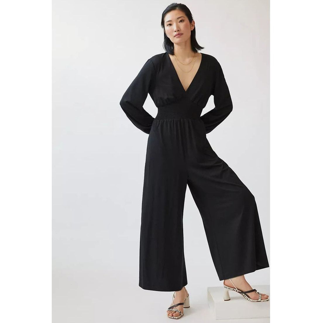 Anthropologie New Anthropologie Hutch Wide-Leg V-Neck Jumpsuit $170 SMALL Size 28" / US 6 / IT 42 - 2 Thumbnail