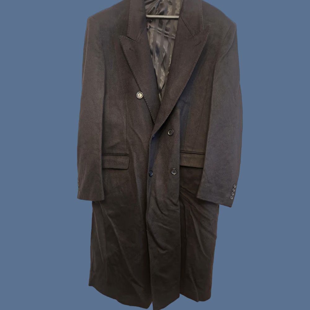 Vintage VINTAGE Louis Dell'Olio Coat Mens 50 Navy 100% Cashmere Long Overcoat Made In Italy Size US M / EU 48-50 / 2 - 1 Thumbnail