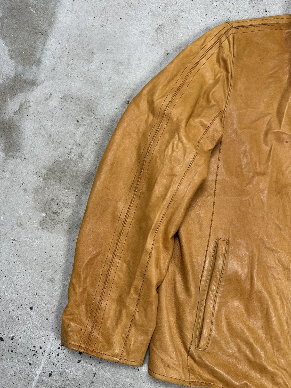 Genuine Leather × Vintage Vintage 90s Distressed Orange Brown Leather Utility Jacket Size US L / EU 52-54 / 3 - 8 Thumbnail