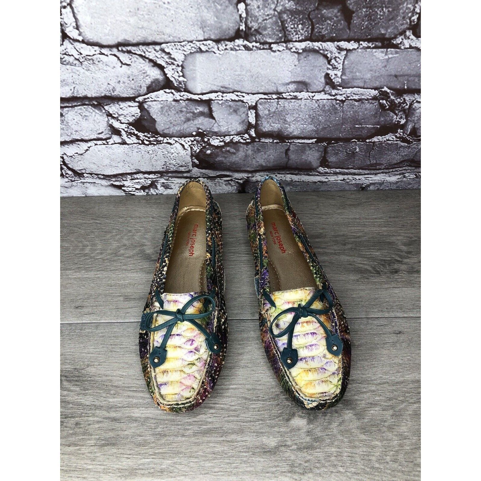 Joseph Marc Joseph New York Cypress Hill Yellow Snakeskin Moc Shoes Size US 6 / IT 36 - 16 Thumbnail