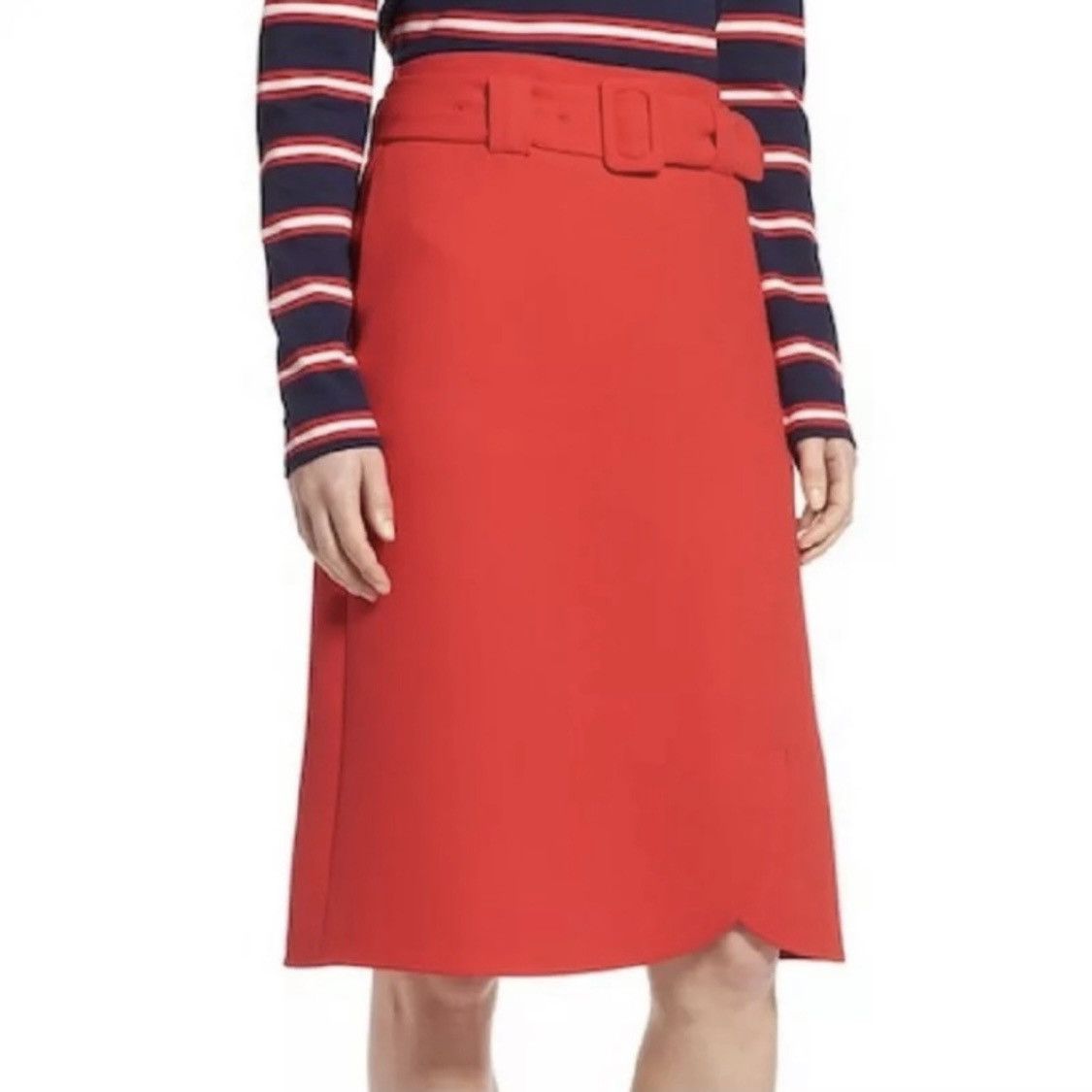 NWOT Halogen Nordstrom Red Belted Pencil Skirt