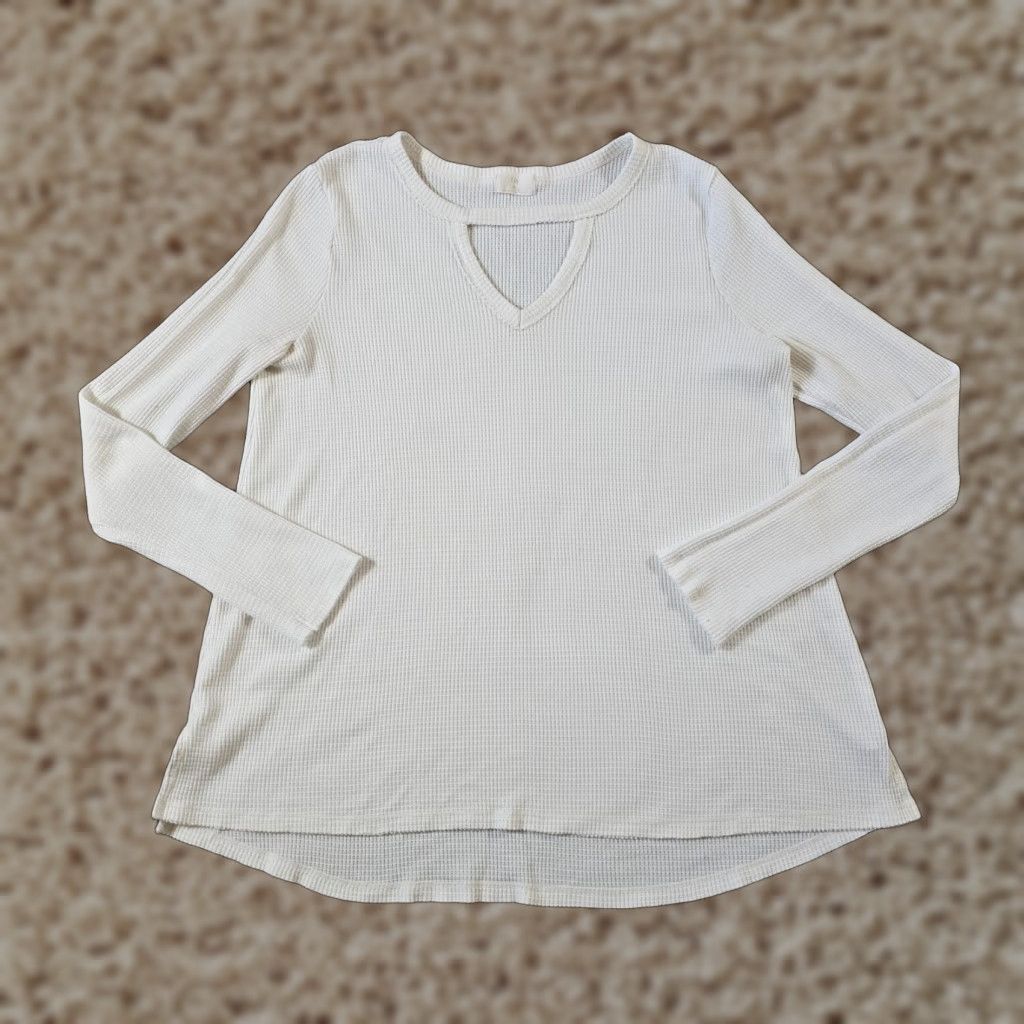 Anthropologie T.La Anthropologie Top Womens Medium White Thermal Waffle Knit Lounge Casual Tee Size M / US 6-8 / IT 42-44 - 1 Thumbnail