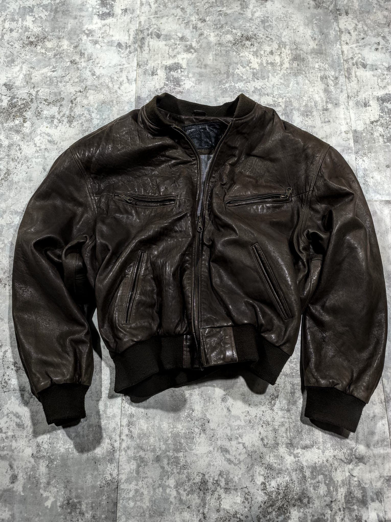 Leather vintage 90s 80s brown leather bomber jacket Size US XL / EU 56 / 4 - 6 Thumbnail