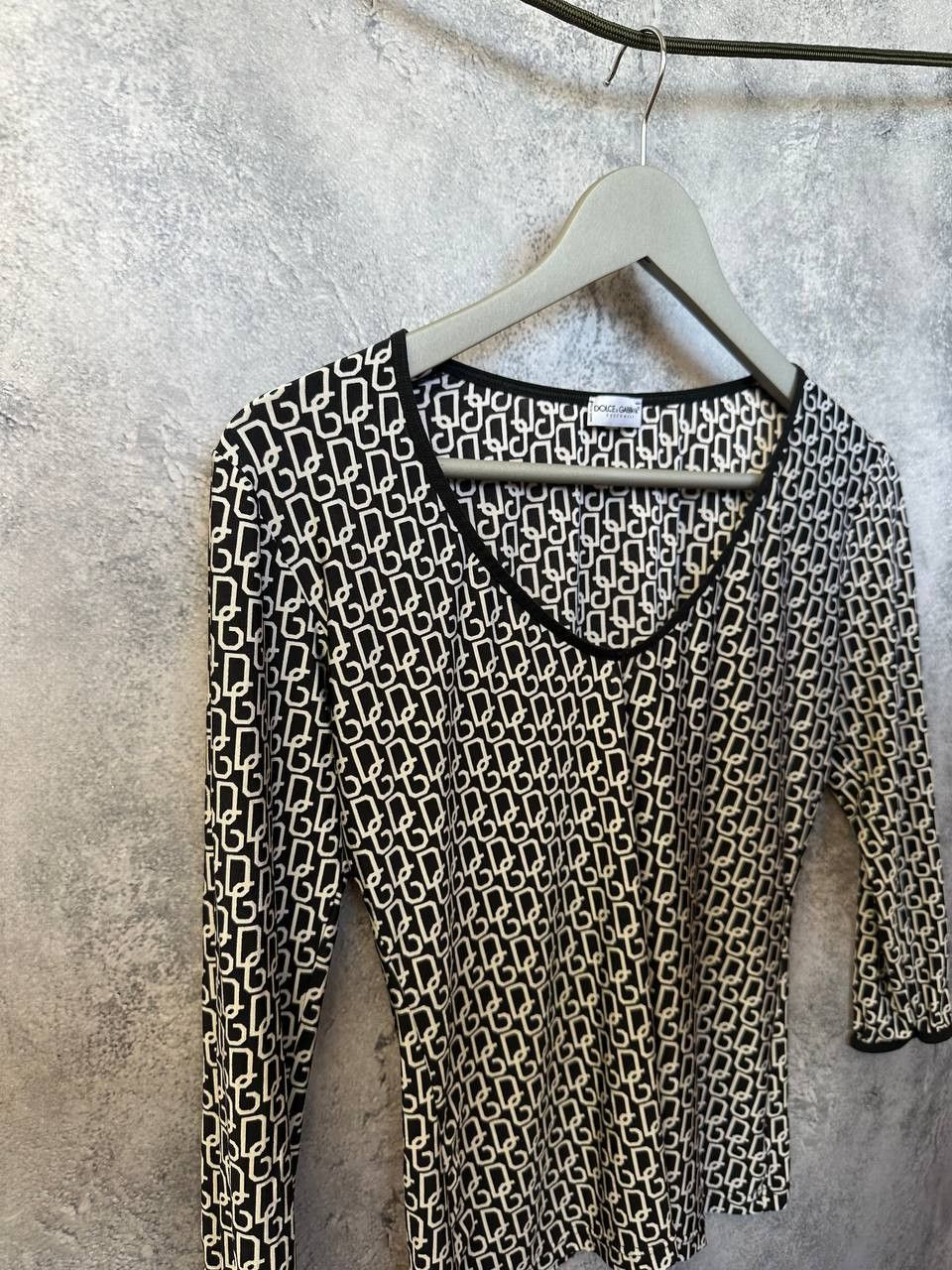 Dolce & Gabbana × Vintage Dolce & Gabbana Monogram Logo Print Stretch Top – Y2K Long Size L / US 10 / IT 46 - 4 Thumbnail