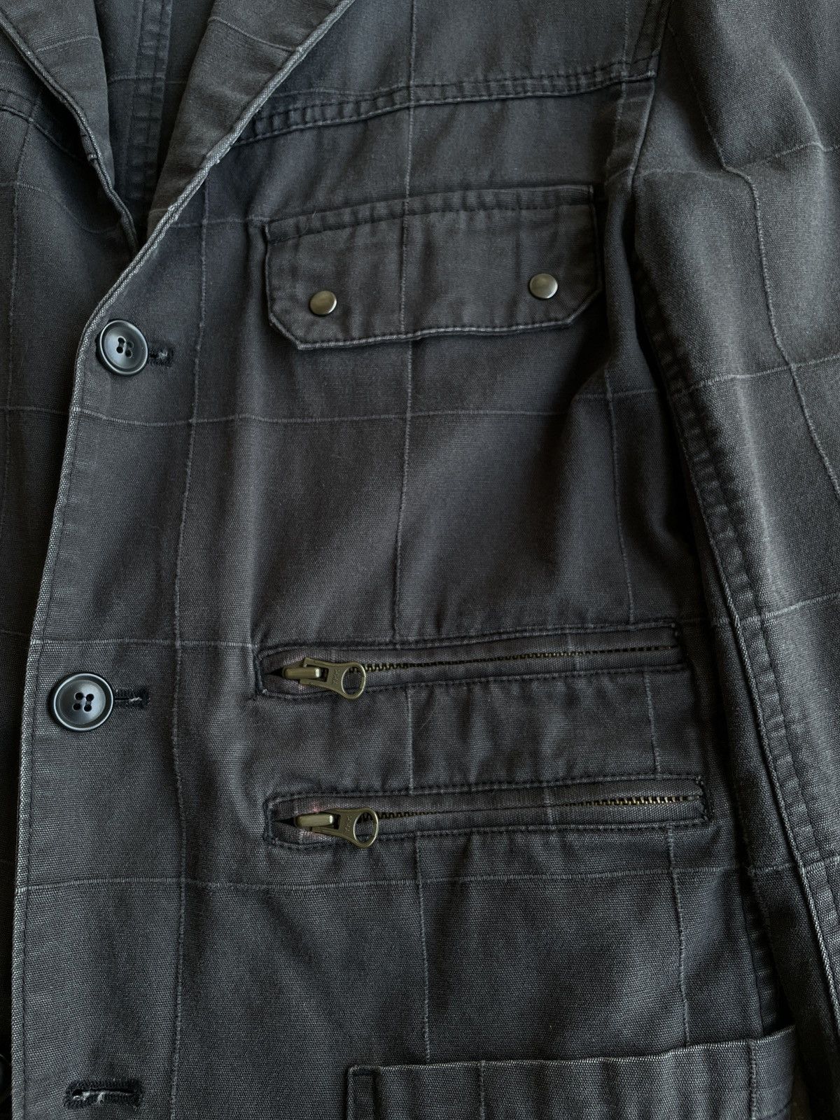 PPFM 2000s PPFM Grid Cotton Twill Zip Pocket Blazer Jacket Size US L / EU 52-54 / 3 - 3 Thumbnail