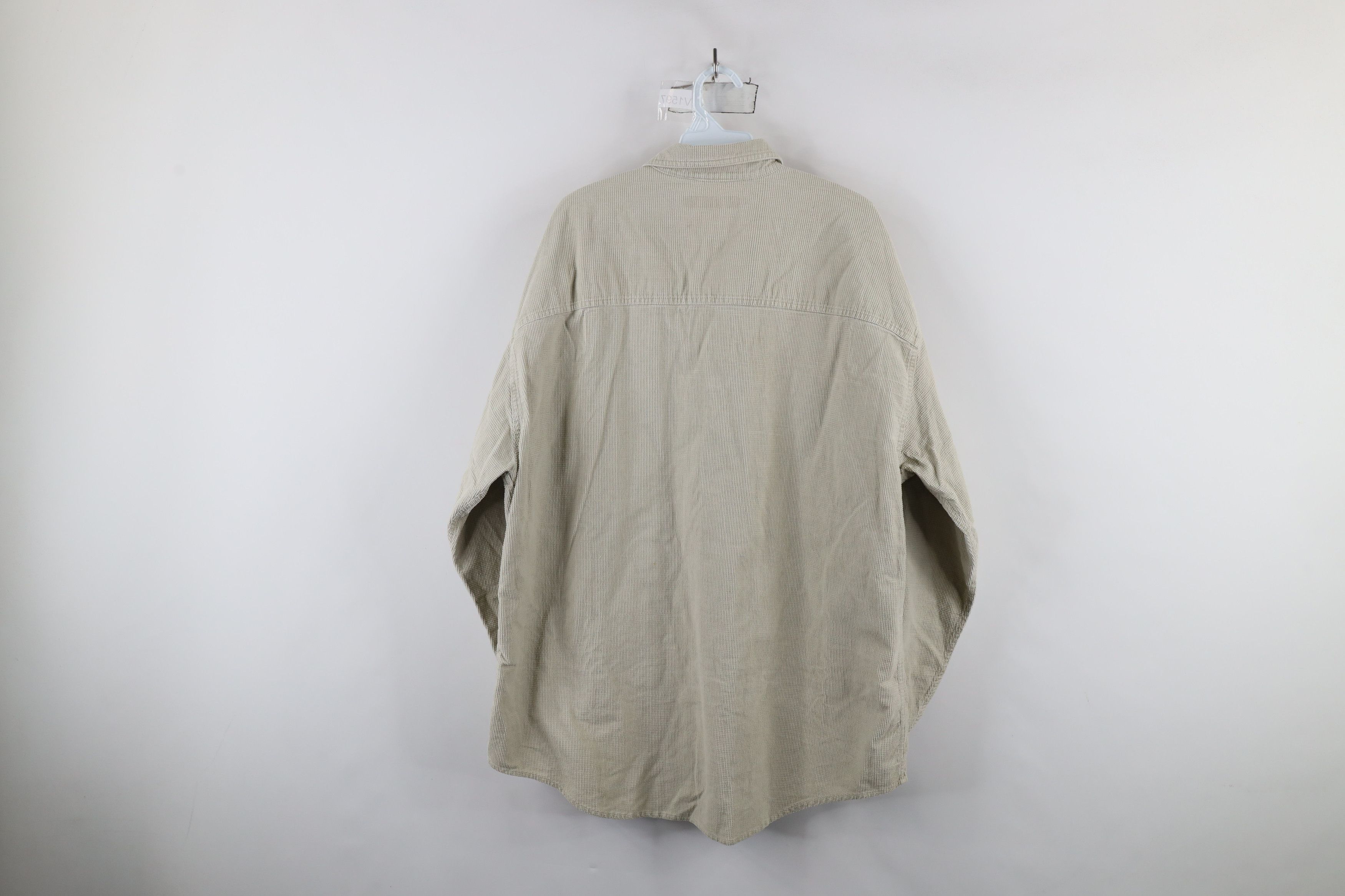 Vintage Vintage 90s Streetwear Corduroy Collared Button Shirt Beige Size US L / EU 52-54 / 3 - 9 Thumbnail