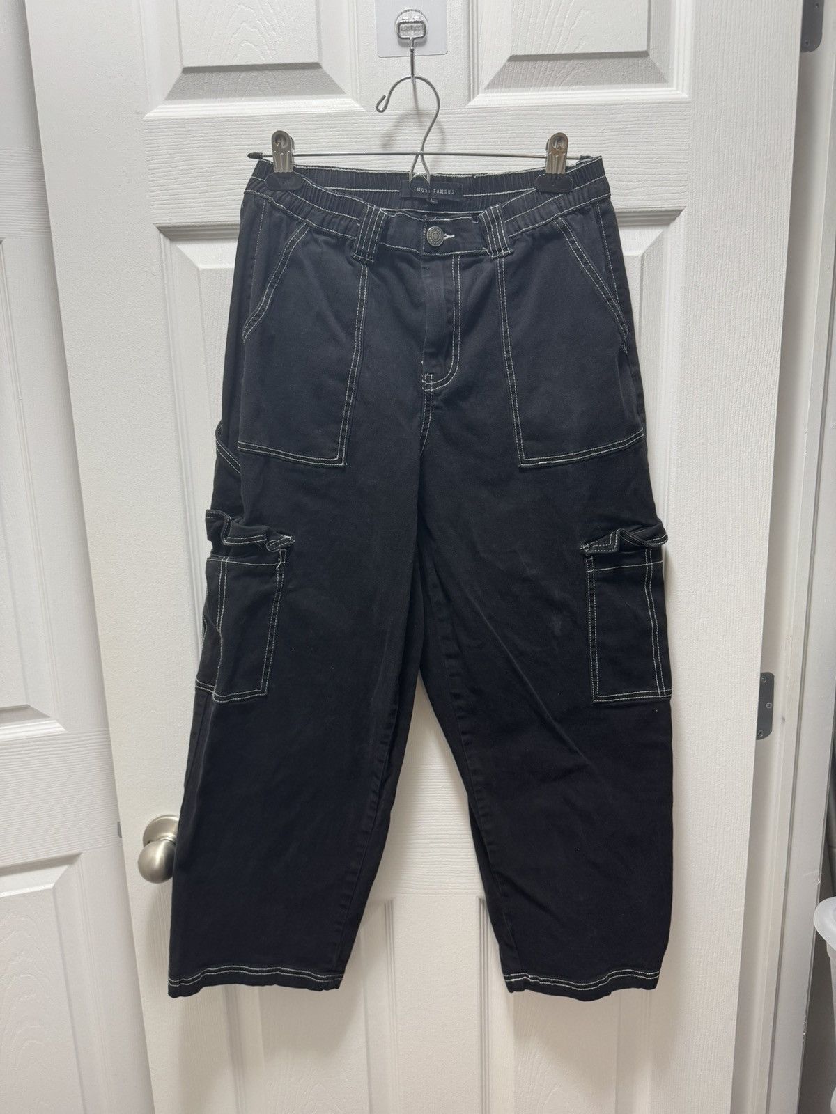 Almost Famous × Designer Almost Famous Black Raver Pocket Cargo Carpenter Pants Size US 30 / EU 46 - 1 Thumbnail