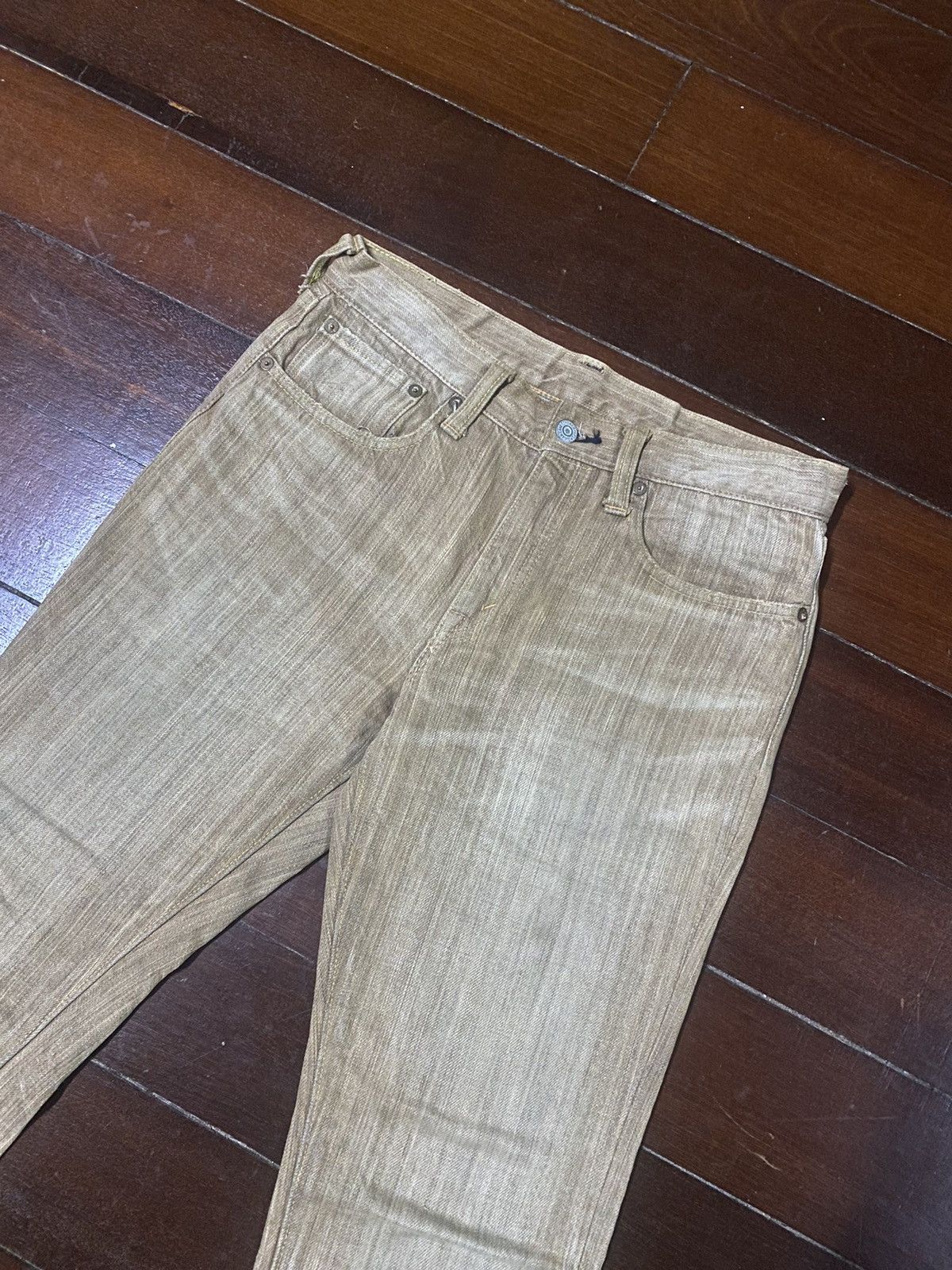 Japanese Brand VINTAGE SUGAR CANES 285 BROWN CREAM DENIM small bootcut Size US 31 - 6 Thumbnail
