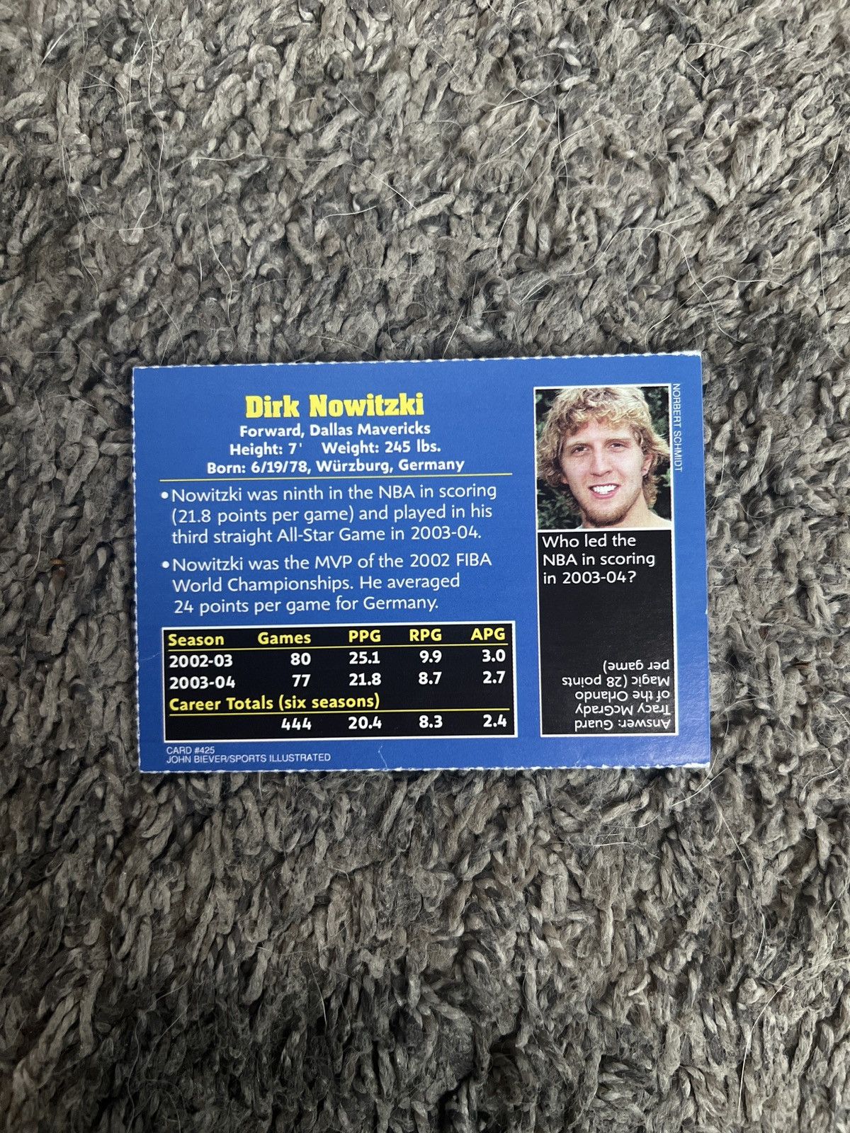 NBA 2004 Sports Illustrated For Kids #425 Dirk Nowitzki Card Size ONE SIZE - 2 Thumbnail