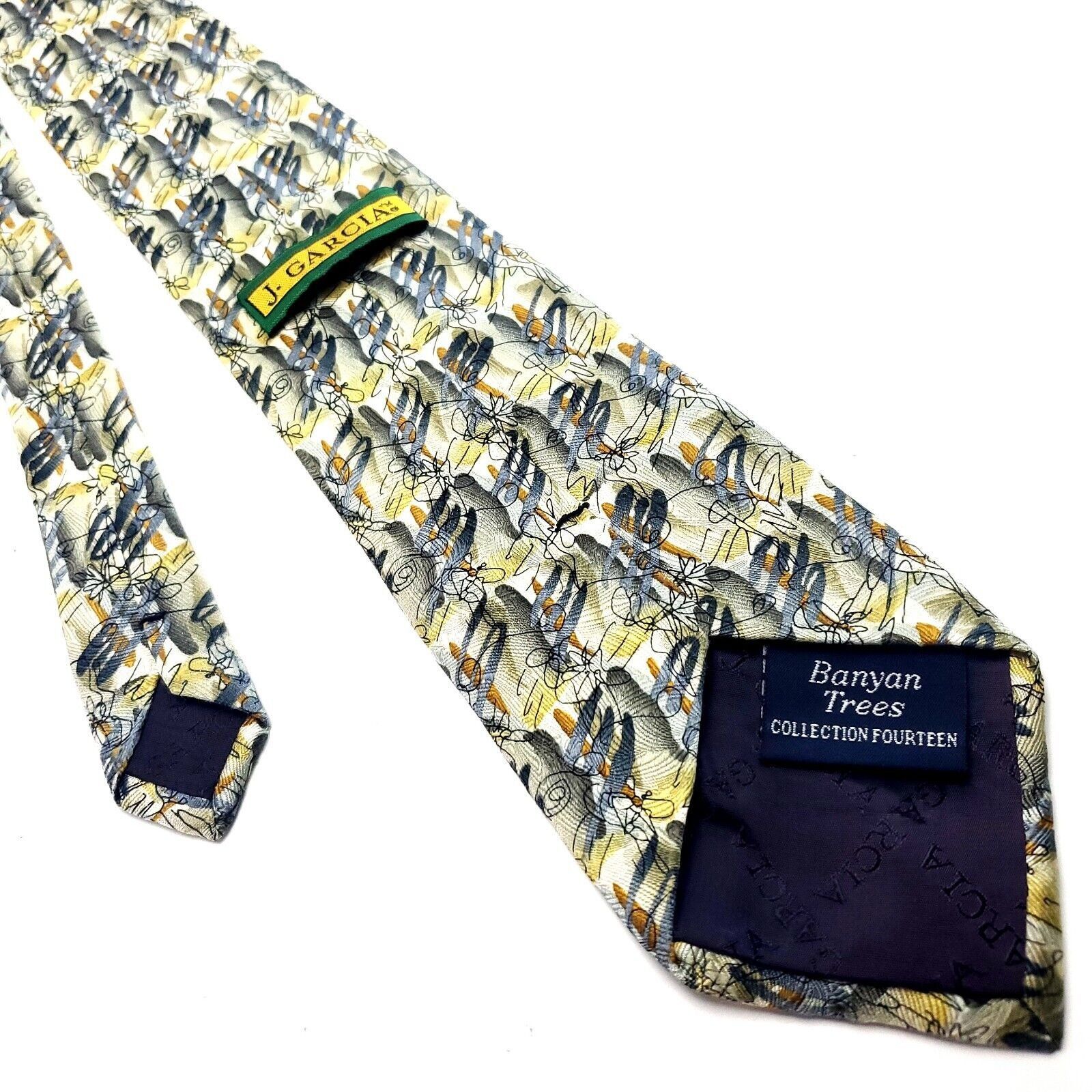 Other J. Garcia Beige Silk Tie Woven Wide Geometric Size ONE SIZE - 3 Thumbnail