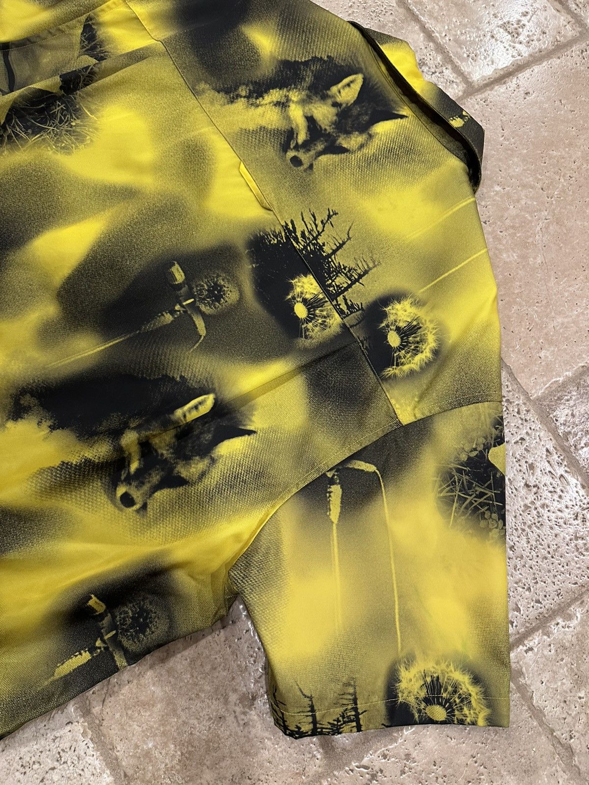 Prada Prada Abstract Fox-Print Yellow Nylon Yellow Bowling Shirt Size US XL / EU 56 / 4 - 10 Thumbnail