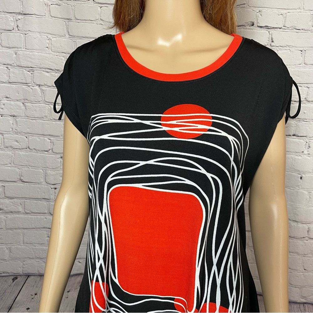 Other Patrizia Luca Black Red Short Sleeve Top Size S Size S / US 4 / IT 40 - 3 Thumbnail