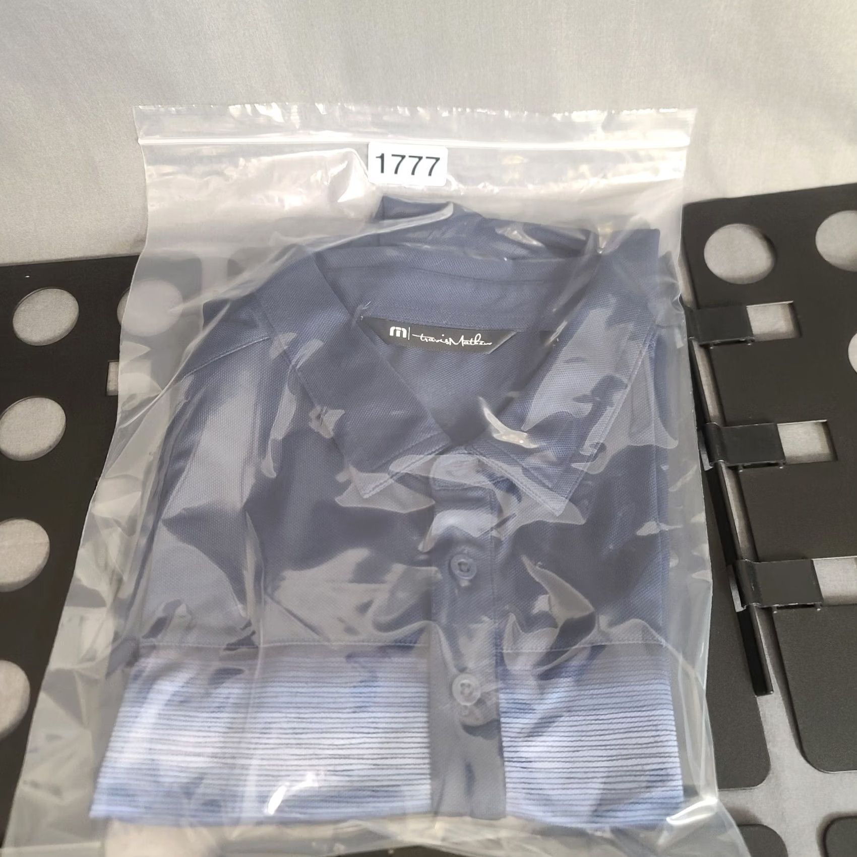 TravisMathew Travis Mathew Polo Mens L Golf Performance Stretch Placket Short Sleeve Knit Polo Shirt Blue Spandex Polyester Logo Regular Fit Collection Size US L / EU 52-54 / 3 - 8 Thumbnail