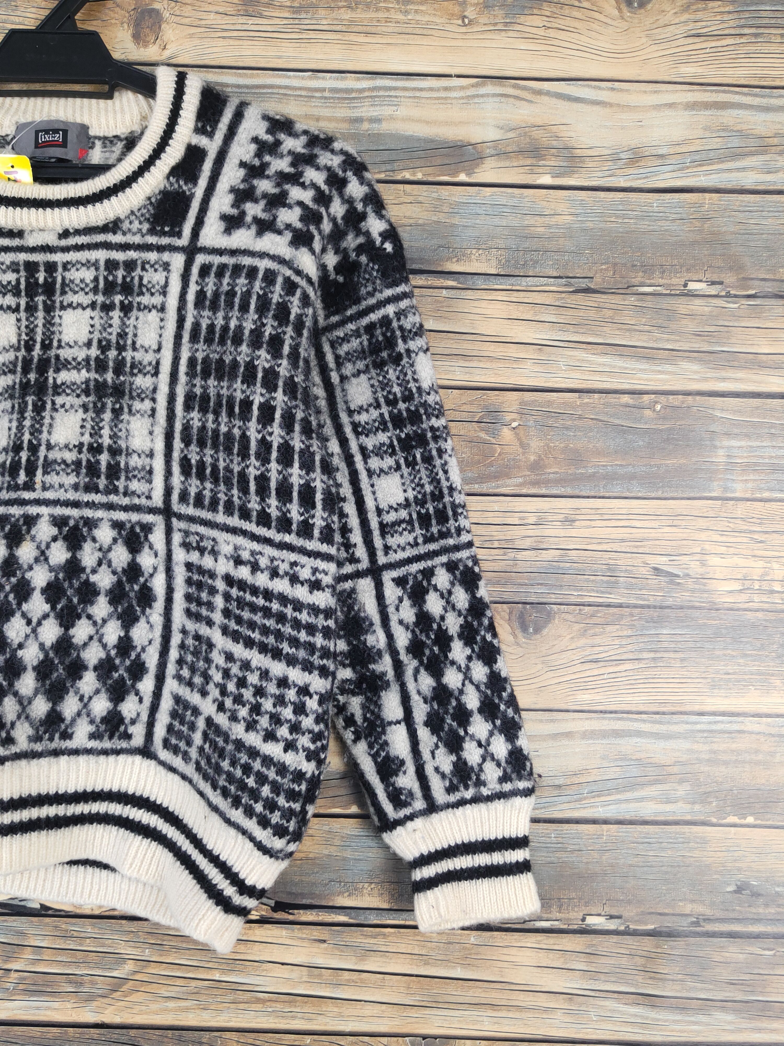 Homespun Knitwear × Japanese Brand × Vintage Ixi:z Black Cream Knitwear Sweatshirts #W1282 Size XS / US 0-2 / IT 36-38 - 5 Thumbnail