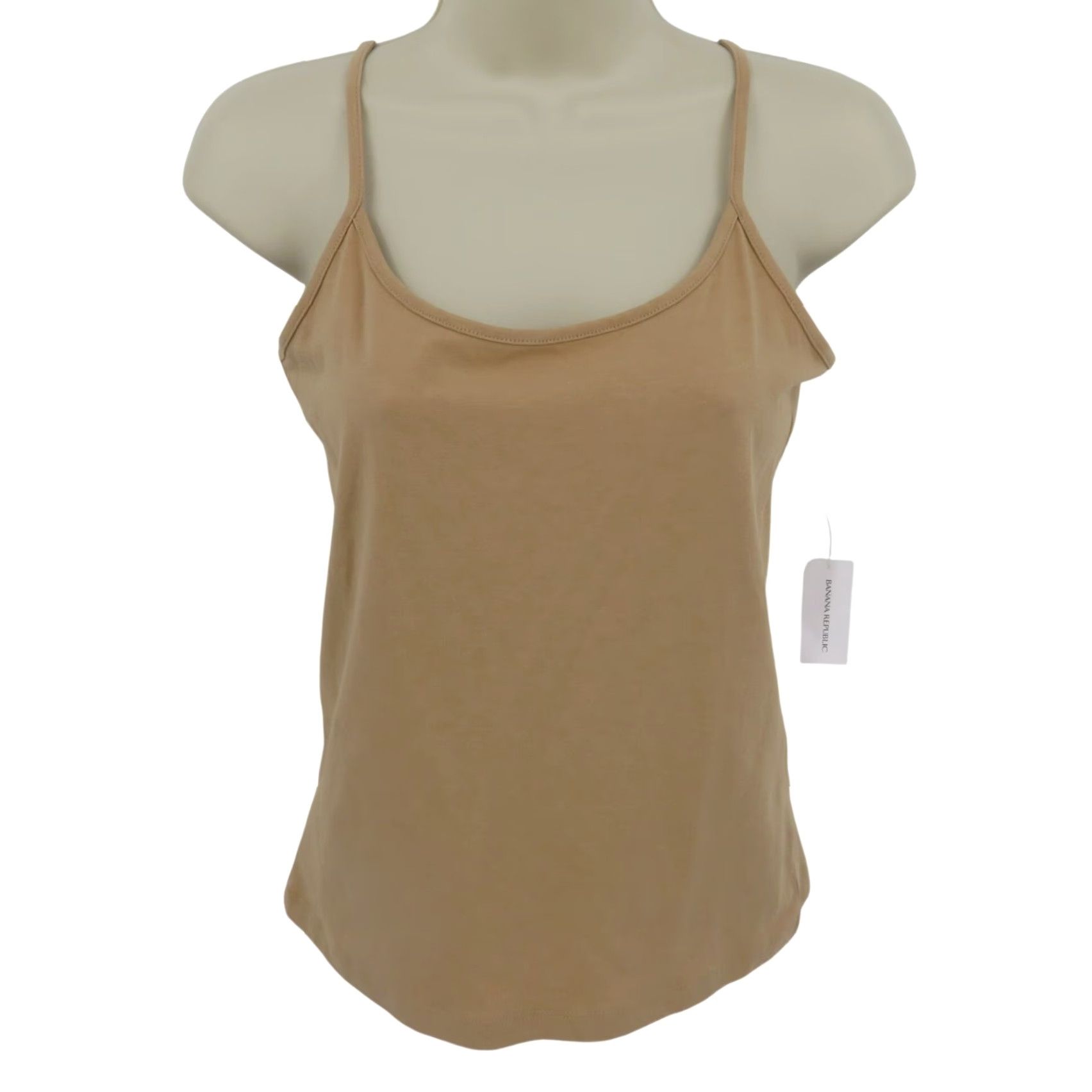 Banana Republic Banana Republic Women Tank Top Cami S Spaghetti Strap V-Neck Basic Cotton Blend NEW Tan Brown Spaghetti Strap Tank Top Size S / US 4 / IT 40 - 2 Thumbnail