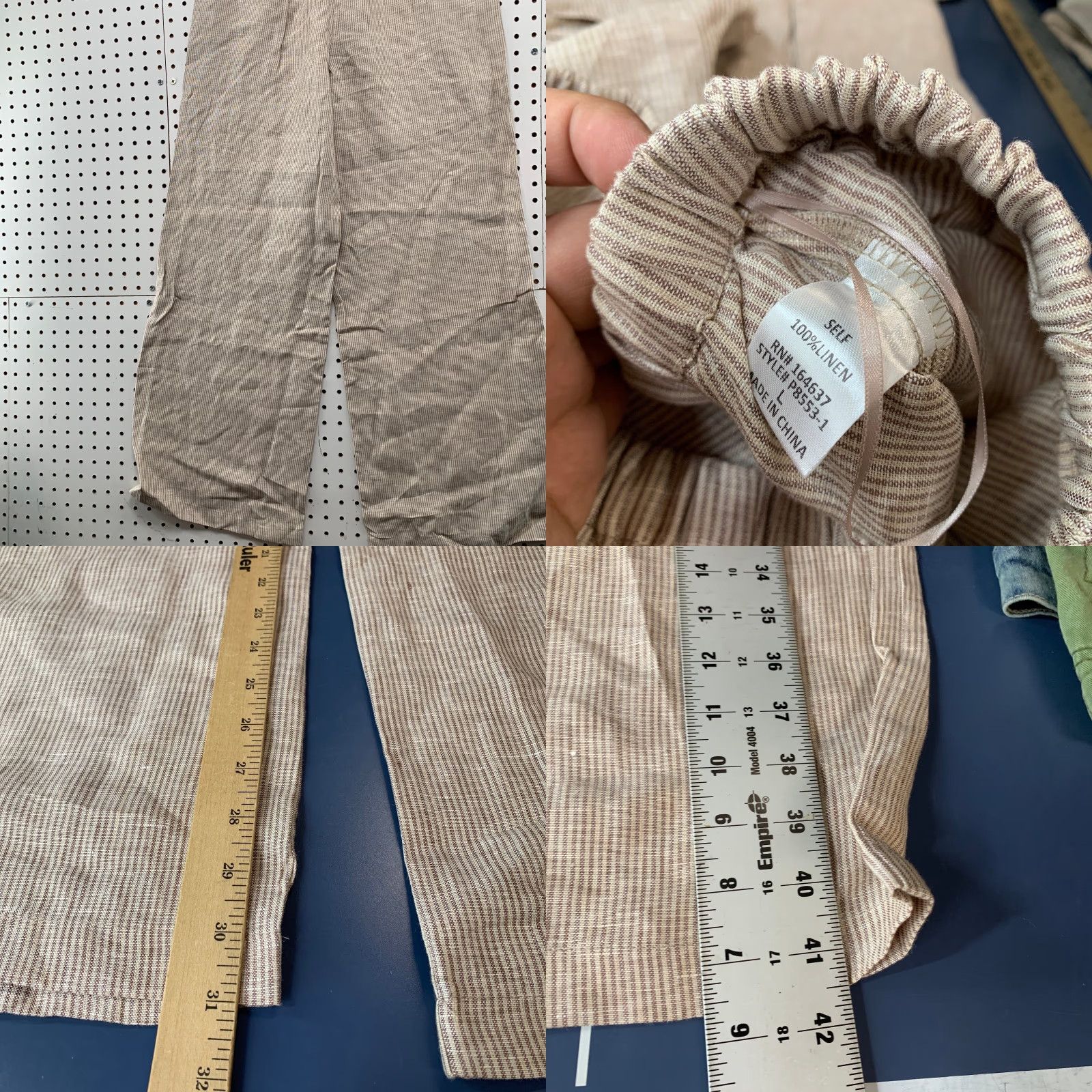 Vintage Solai Linen Pants Womens Large Beige Wide-Leg Drawstring Boho Size 36" / US 14 / IT 50 - 8 Thumbnail