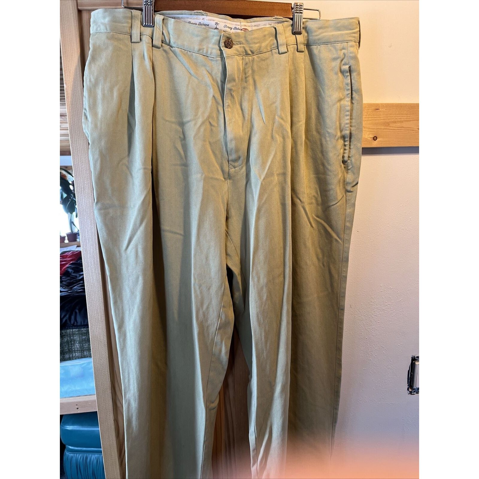 Tommy Bahama Tommy Bahama Relax Mens 36x27 Beige Silk Straight Cuff Pants Size US 36 / EU 52 - 6 Thumbnail