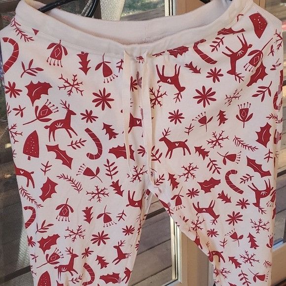 Designer Hanna Andersson Adult Long John Holiday Scandi Cane Pajama S Size 28" / US 6 / IT 42 - 2 Thumbnail