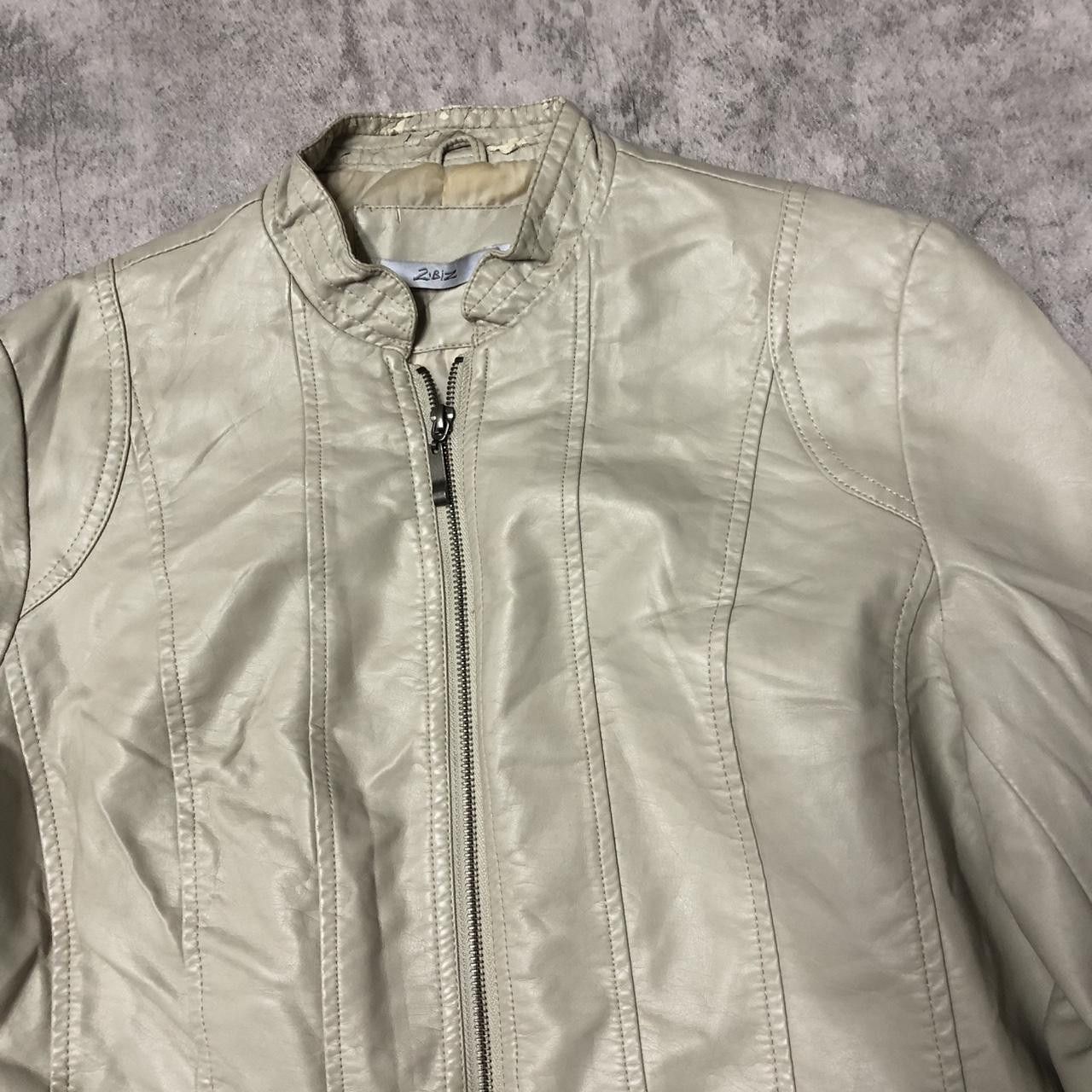 Other Beige leather motor jacket metal Size L / US 10 / IT 46 - 2 Thumbnail