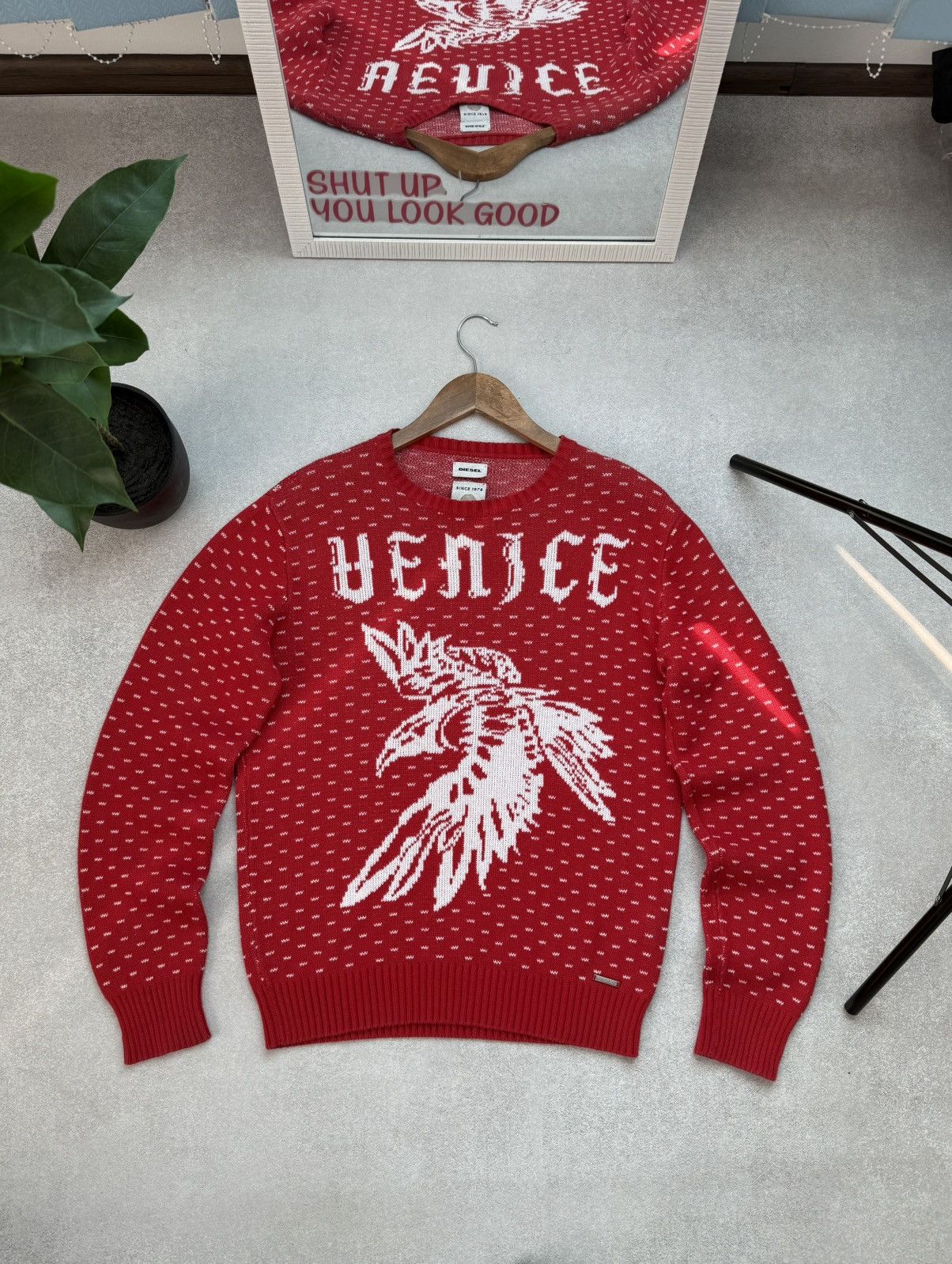 Diesel Diesel Venice Rare Sweater Men’s Pullover Eagle Red White Size US M / EU 48-50 / 2 - 1 Thumbnail
