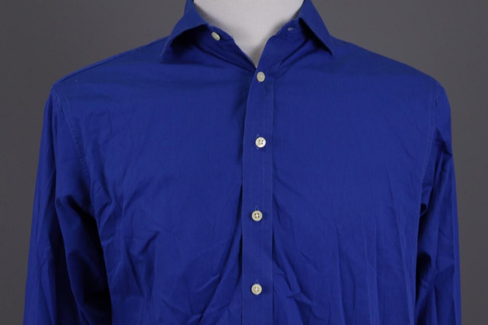 Designer Hackett London All Cotton Blue Shirt Size 39 / 15 1/2 Size US M / EU 48-50 / 2 - 2 Thumbnail