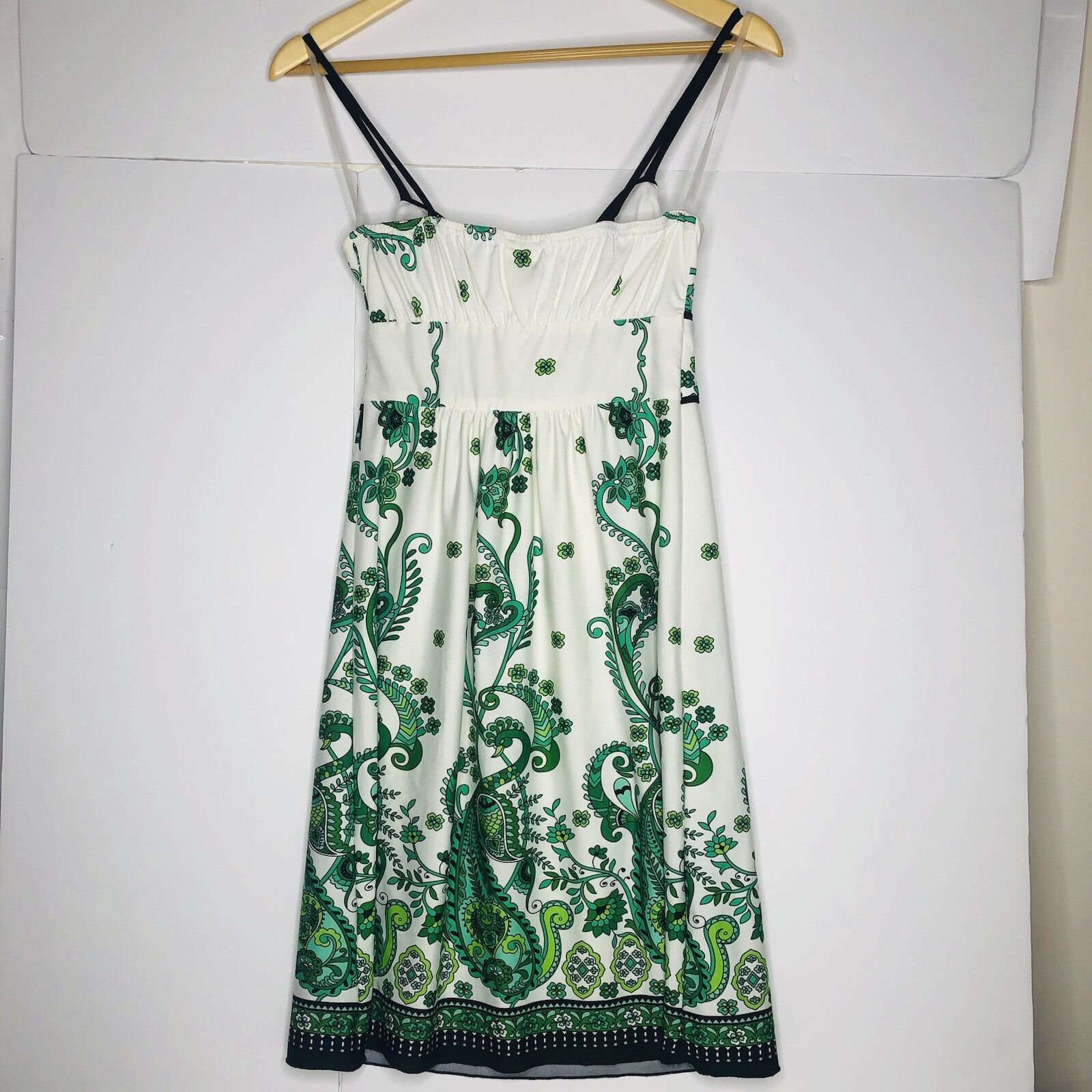 Other WRAPPER Y2K Dress S Green White Paisley Empire Waist Black Size S / US 4 / IT 40 - 4 Thumbnail