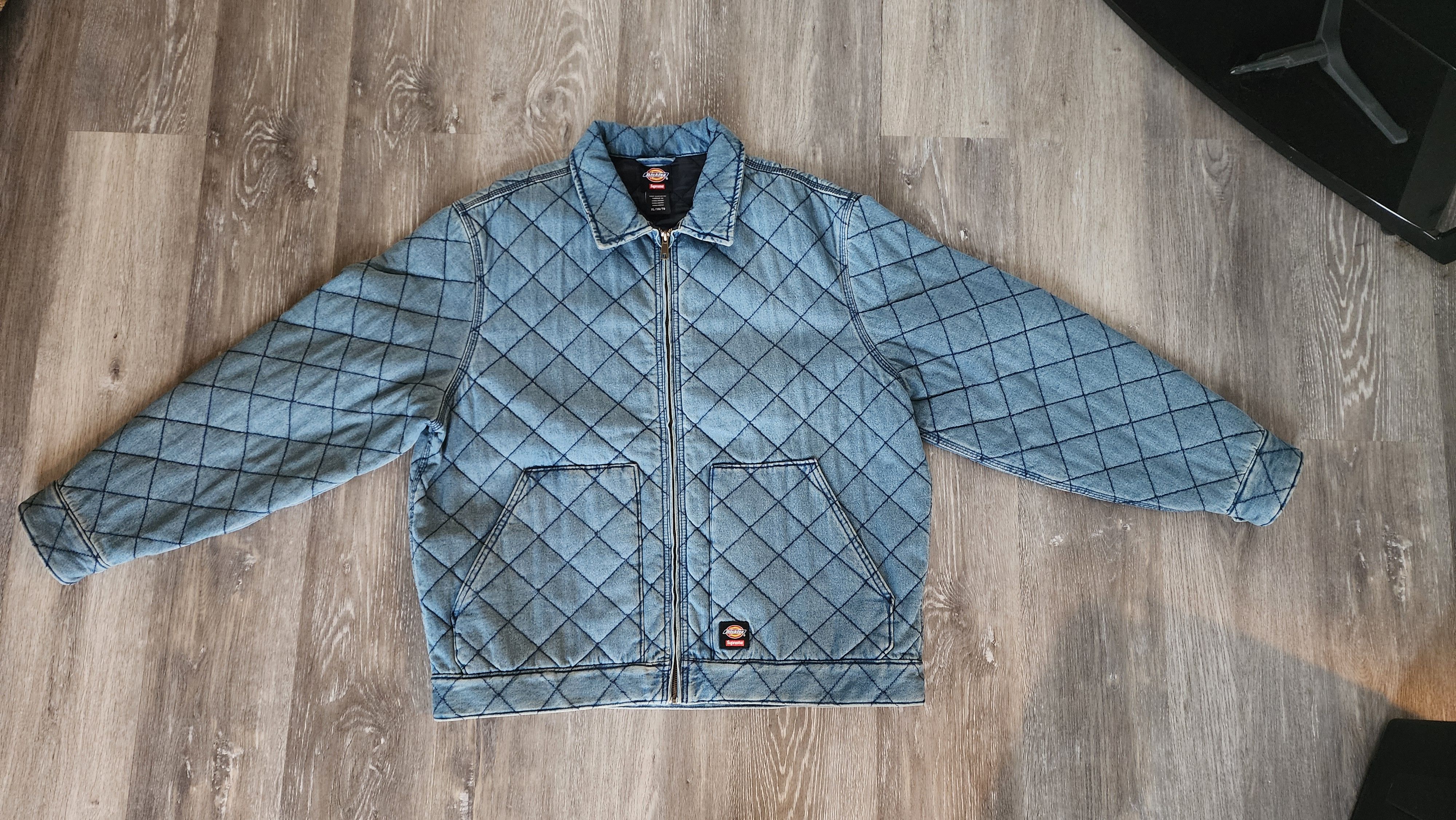 image of Supremexdickies Quilted Denim Jacket in Indigo, Men's (Size XL)