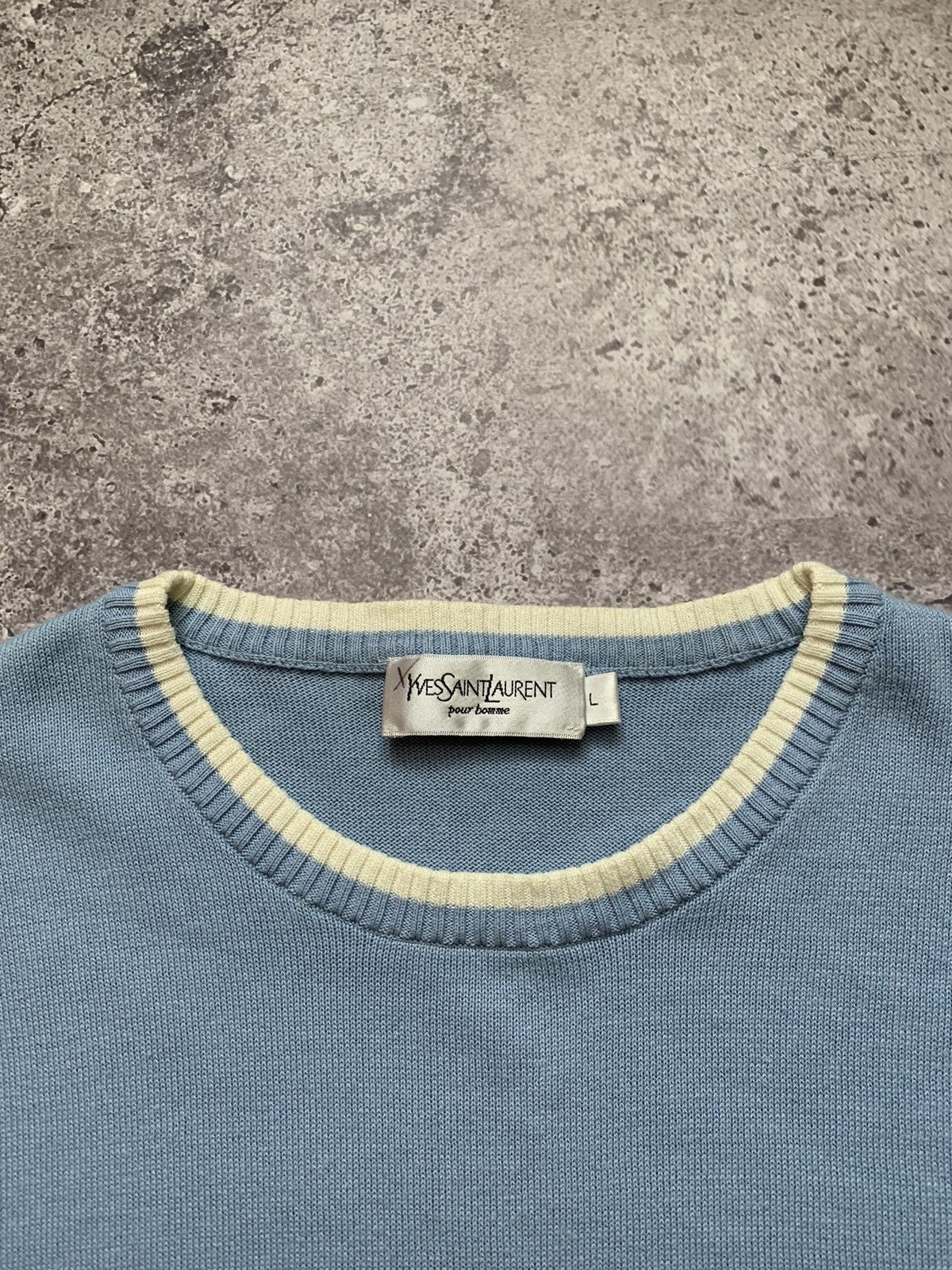 Vintage × Yves Saint Laurent Yves Saint Lauren Knit Sweater Big Logo Baggy Long Sleeve Size US L / EU 52-54 / 3 - 3 Thumbnail
