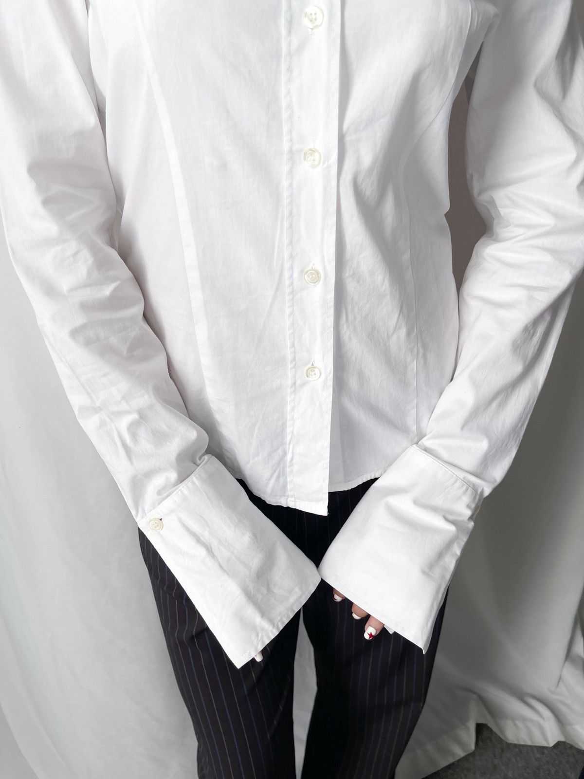MAX&Co. 2000s Max Co by Max Mara Slim Fit Extended Cuff Shirt Size L / US 10 / IT 46 - 3 Thumbnail