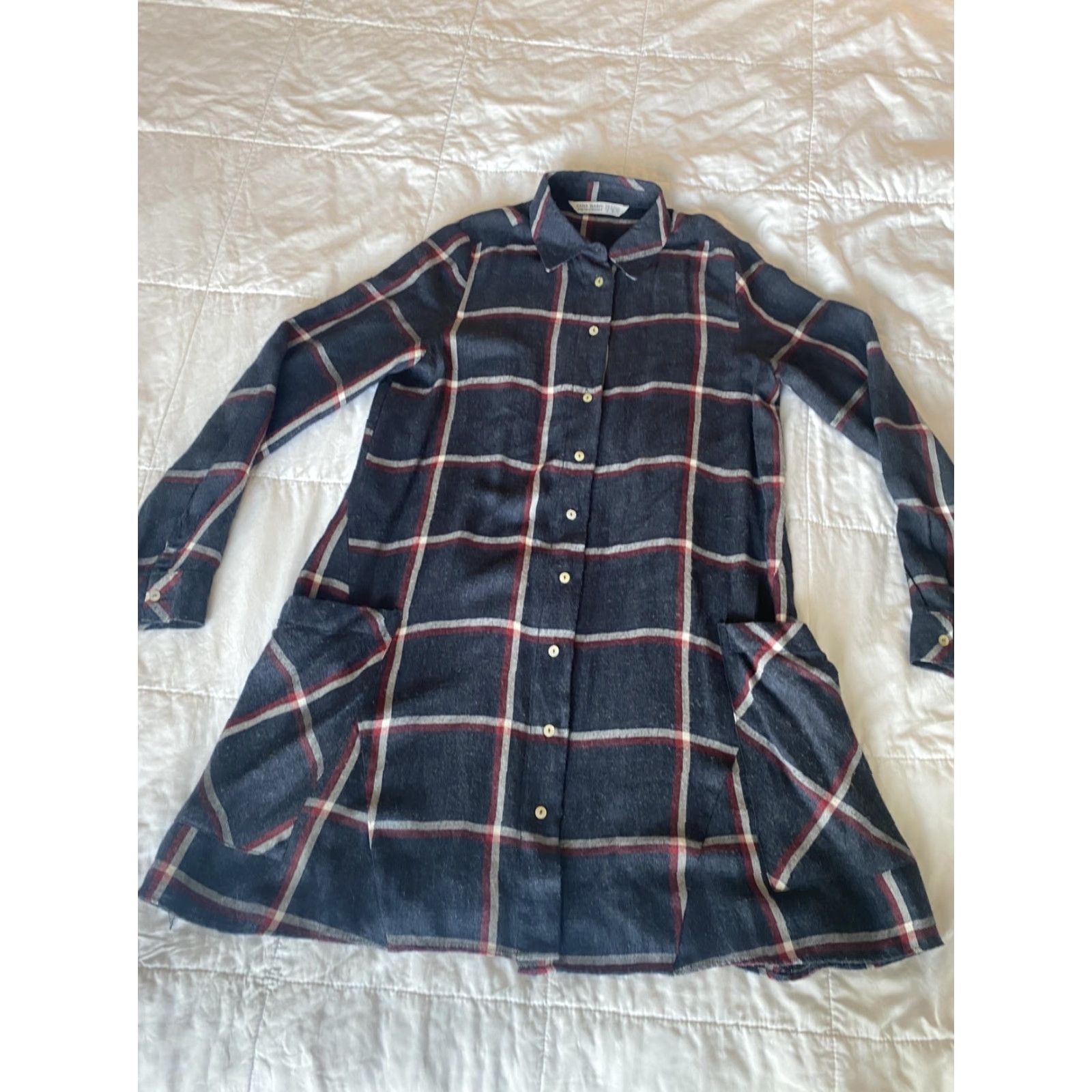 Zara VINTAGE Zara Basic Shirt Dress Womens XS Plaid Long Sleeve Button Up Pockets flannel Size XS / US 0-2 / IT 36-38 - 4 Thumbnail