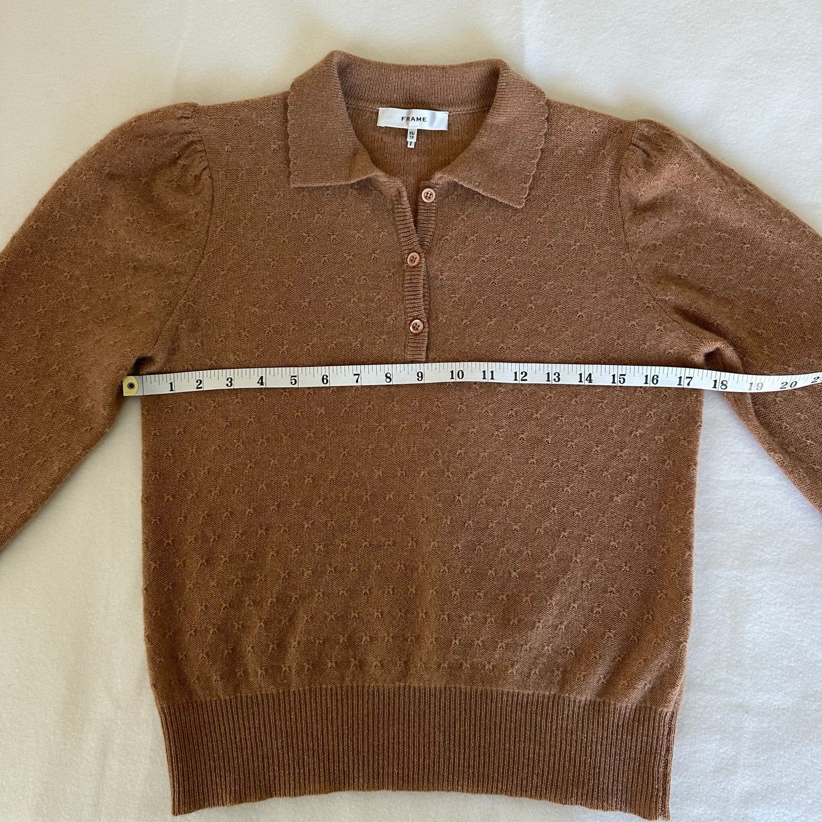Frame Frame Cashmere Polo Sweater Camel Scallop Collar Size XS Size XS / US 0-2 / IT 36-38 - 8 Thumbnail