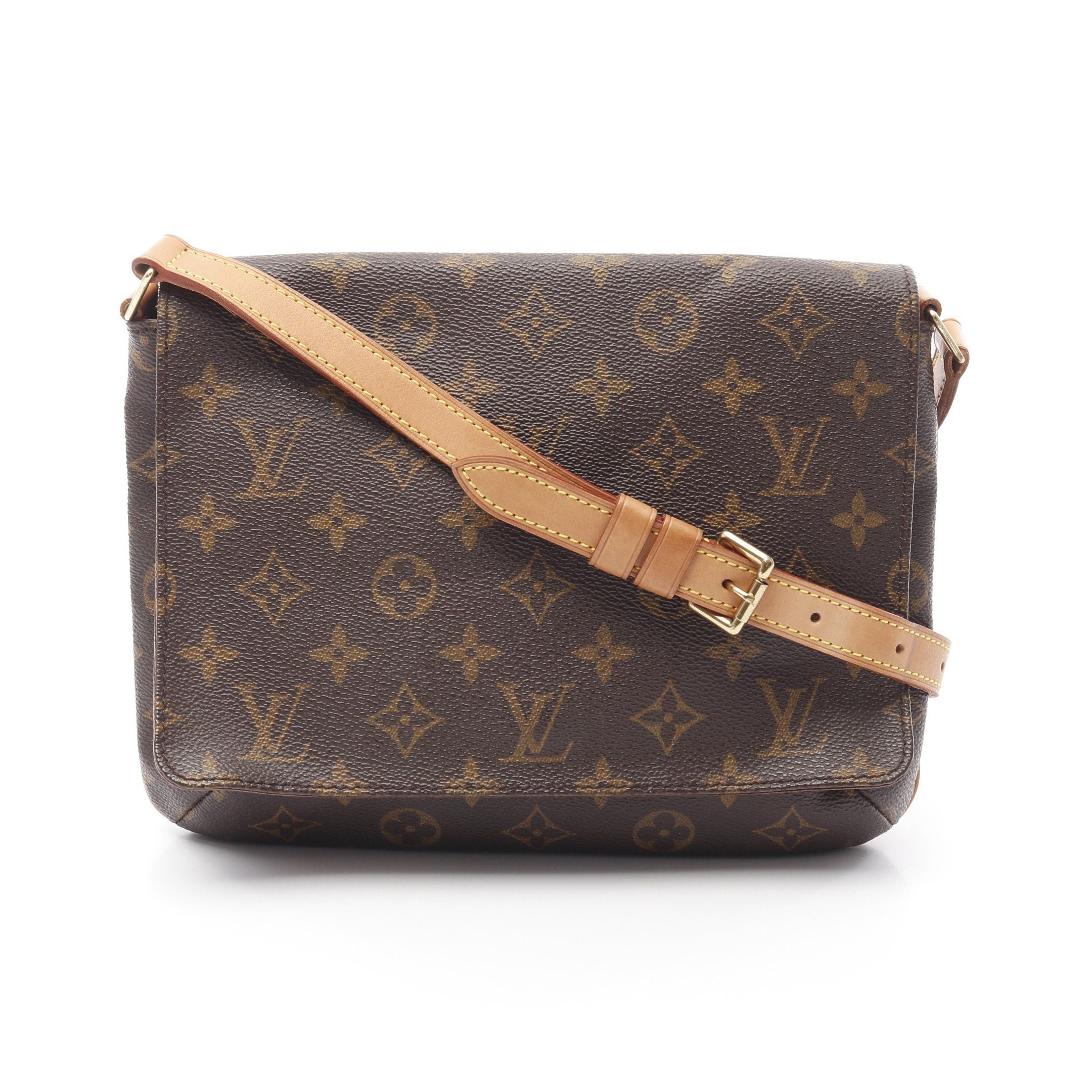 Louis Vuitton Musette Tango Short Strap Monogram Shoulder Bag Leather Brown, Women's
