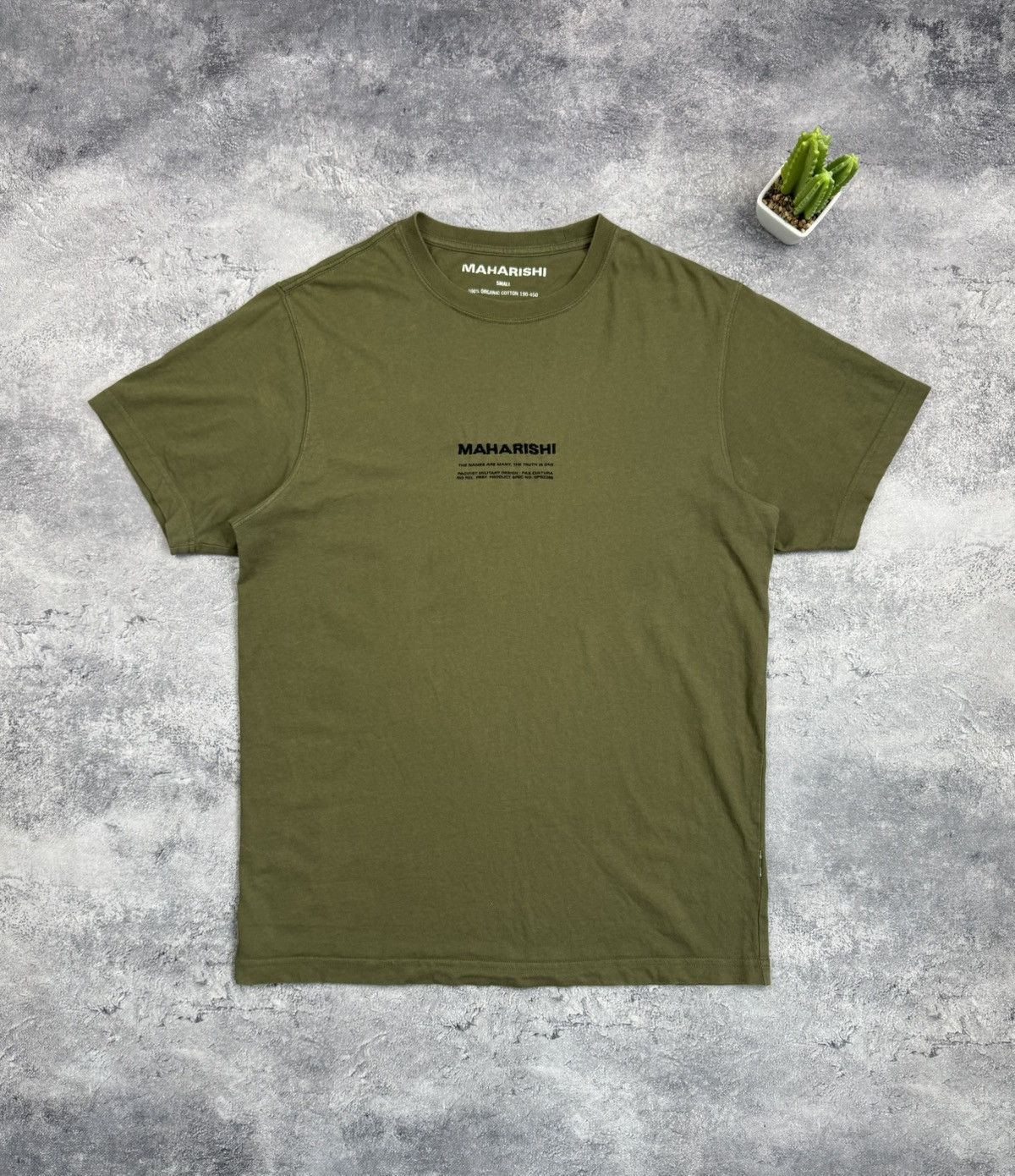 Maharishi Maharishi Organic Cotton Logo T-Shirt Khaki Olive Green Sz S Size US S / EU 44-46 / 1 - 1 Thumbnail