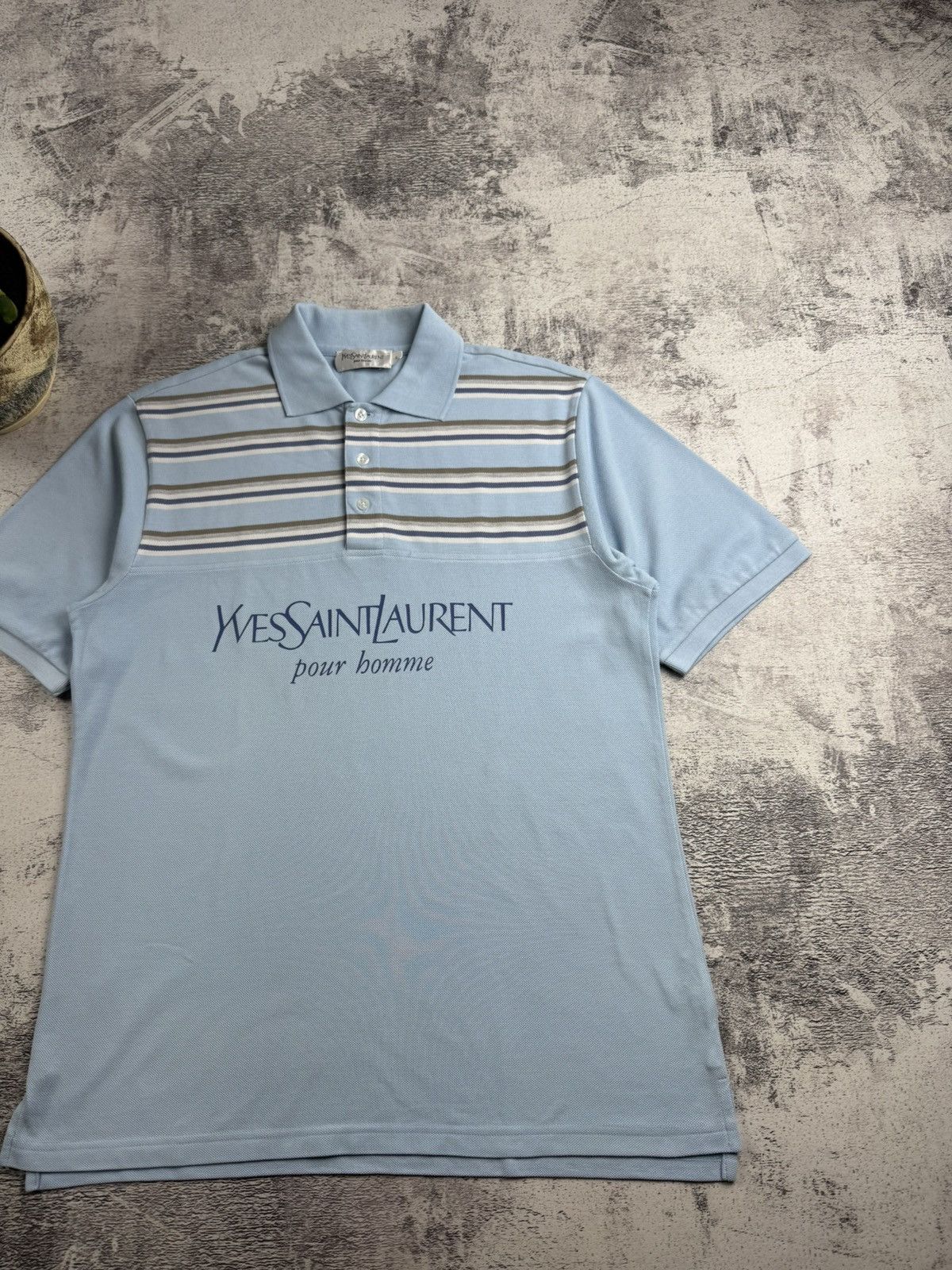 Yves Saint Laurent Yves Saint Laurent YSL Small Blue Cotton Luxury Big Logo Polo T Shirt Tee Jersey Size US S / EU 44-46 / 1 - 3 Thumbnail