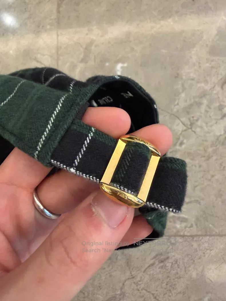 Celine CELINE size M Green Plaid Logo Baseball Cap Size ONE SIZE - 4 Thumbnail